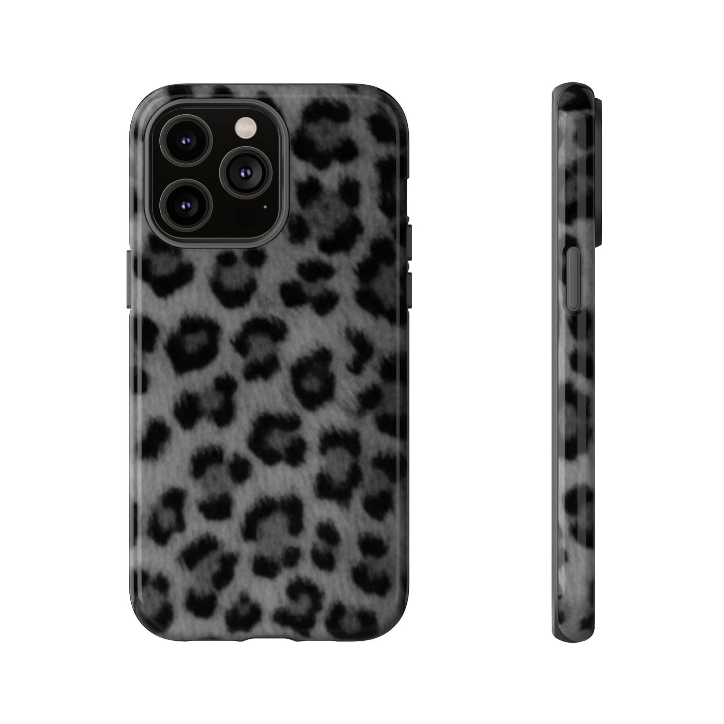 Leopard Print Dark Phone Case, Tough Cases for Animal Lovers, Stylish Protective Cover, Unique Gift for Her, Trendy Phone Accessory