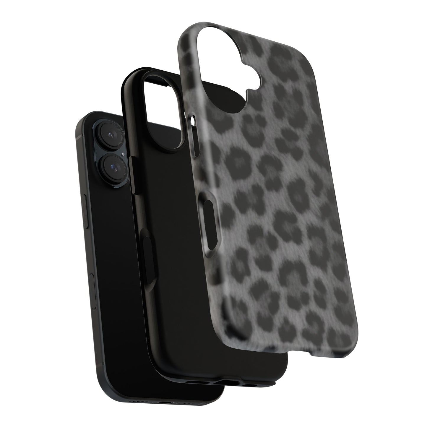 Leopard Print Dark Phone Case, Tough Cases for Animal Lovers, Stylish Protective Cover, Unique Gift for Her, Trendy Phone Accessory