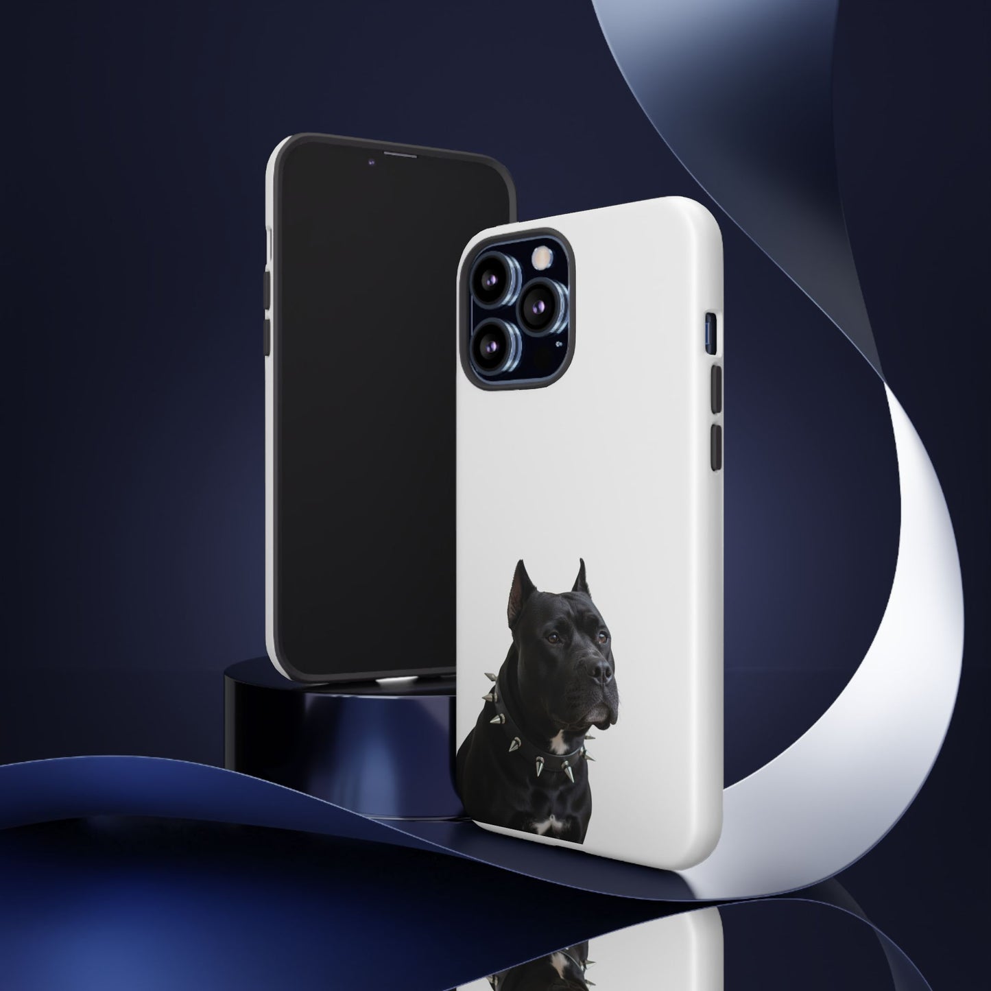 Black Pit bull With spikes Tough Case, durable phone case gift for him, her