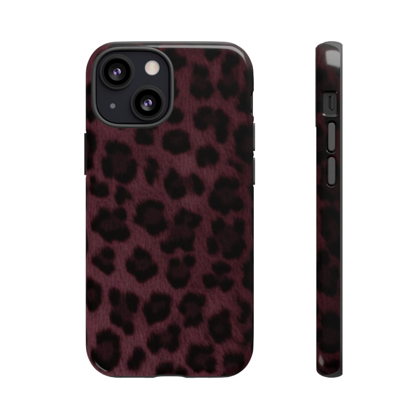 Maroon Leopard Print Phone Case, Tough Cases for Style Lovers, Fashionable Protection, Unique Gifts for Her, Trendy Accessories
