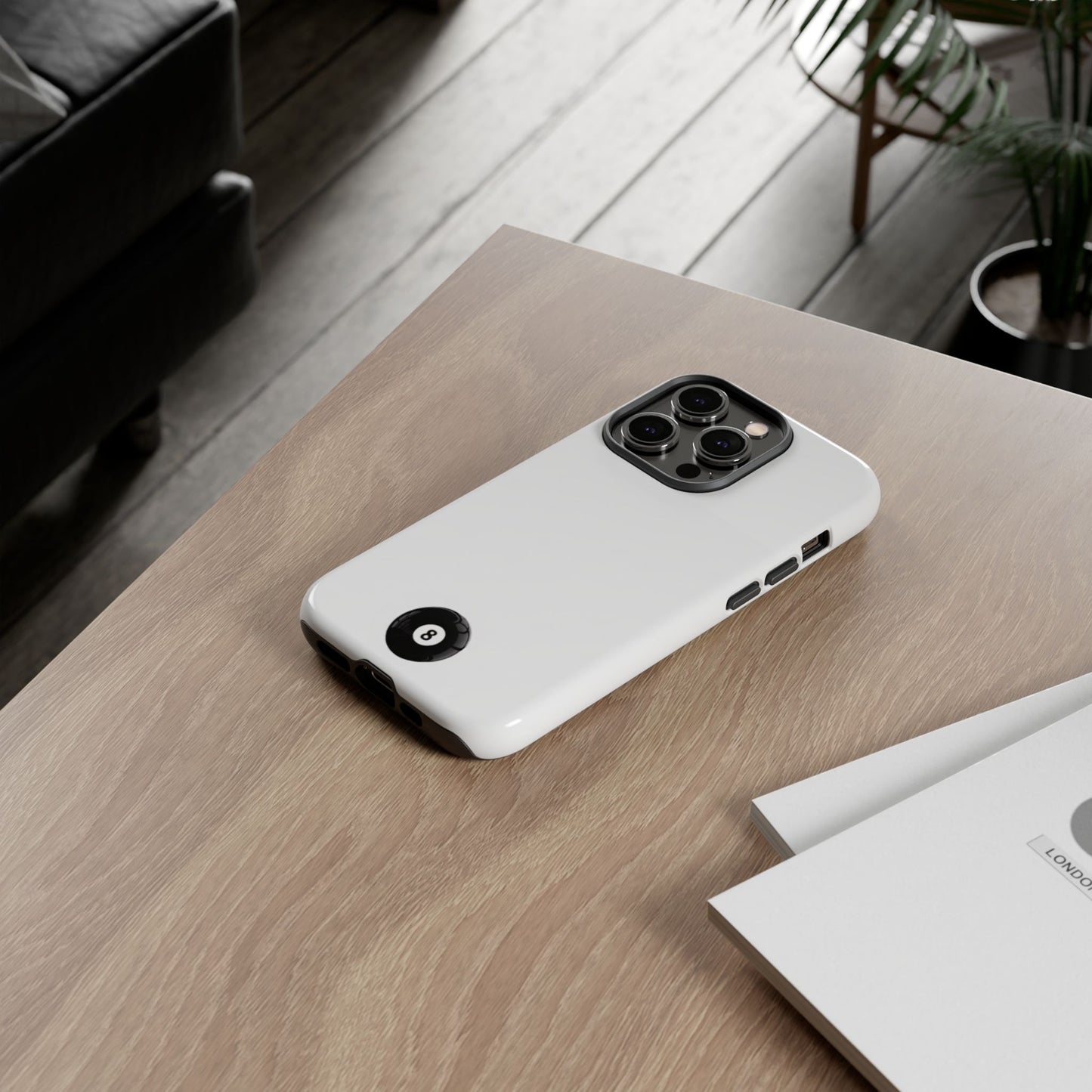 Small 8ball Centered Tough Case, amazing gifts for him, her White phone case