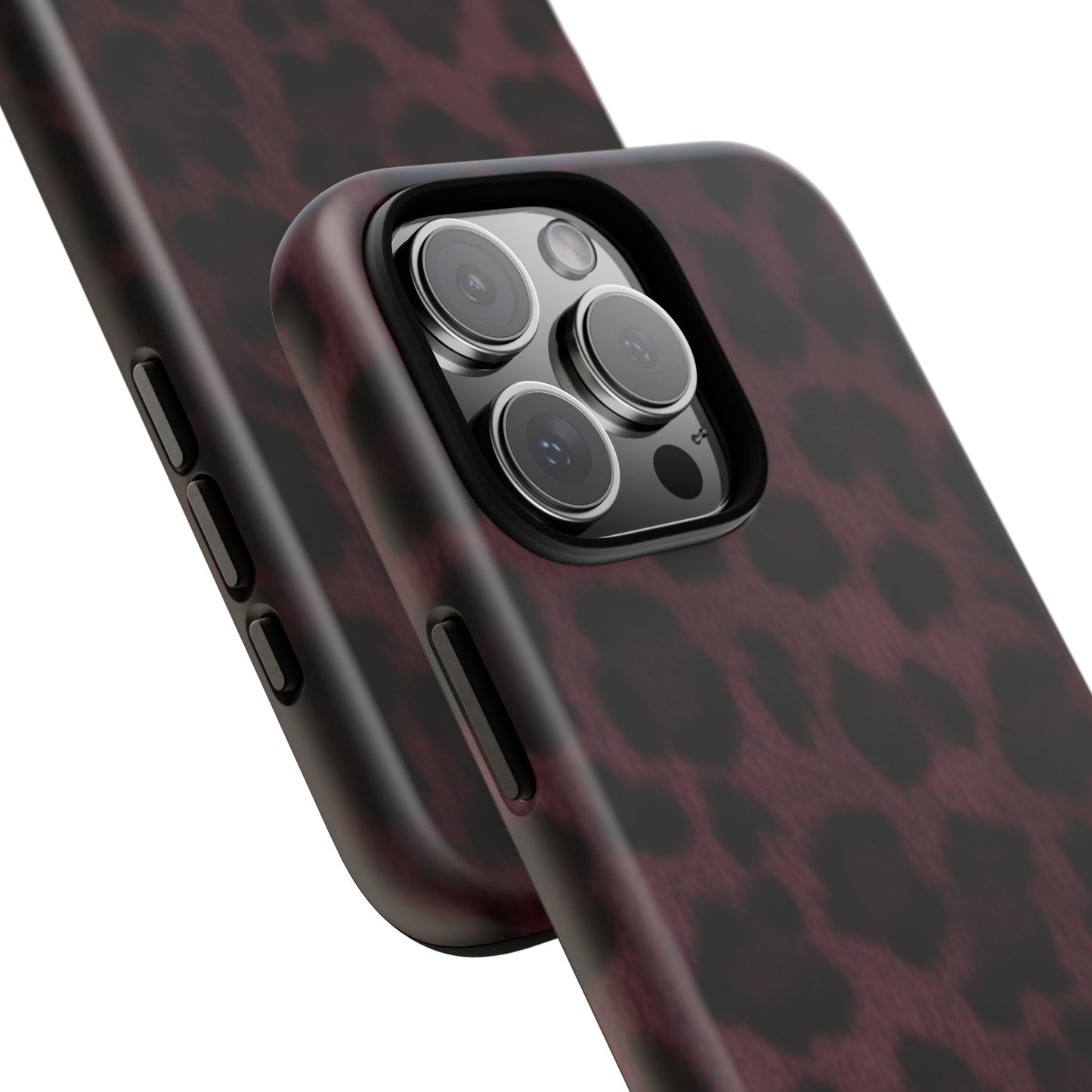 Maroon Leopard Print Phone Case, Tough Cases for Style Lovers, Fashionable Protection, Unique Gifts for Her, Trendy Accessories
