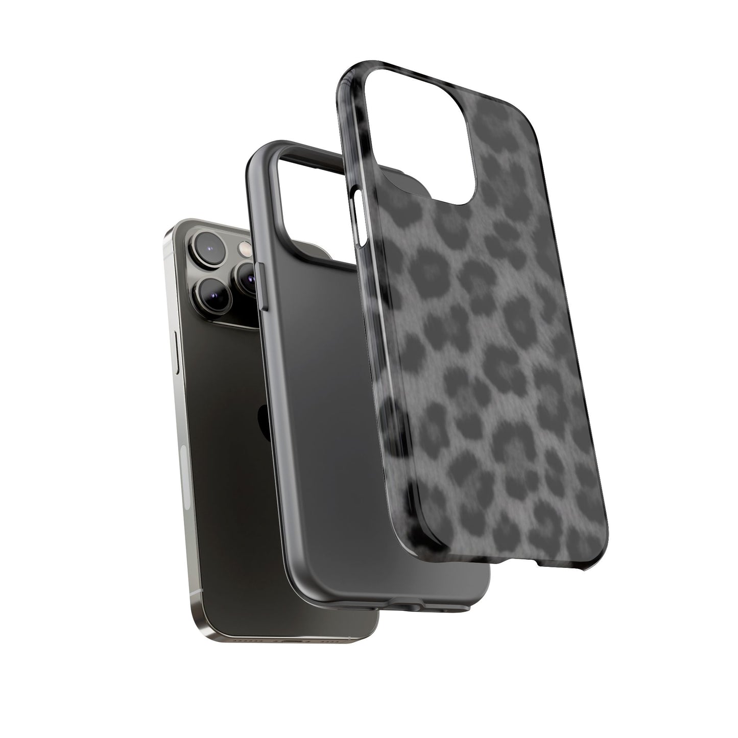 Leopard Print Dark Phone Case, Tough Cases for Animal Lovers, Stylish Protective Cover, Unique Gift for Her, Trendy Phone Accessory
