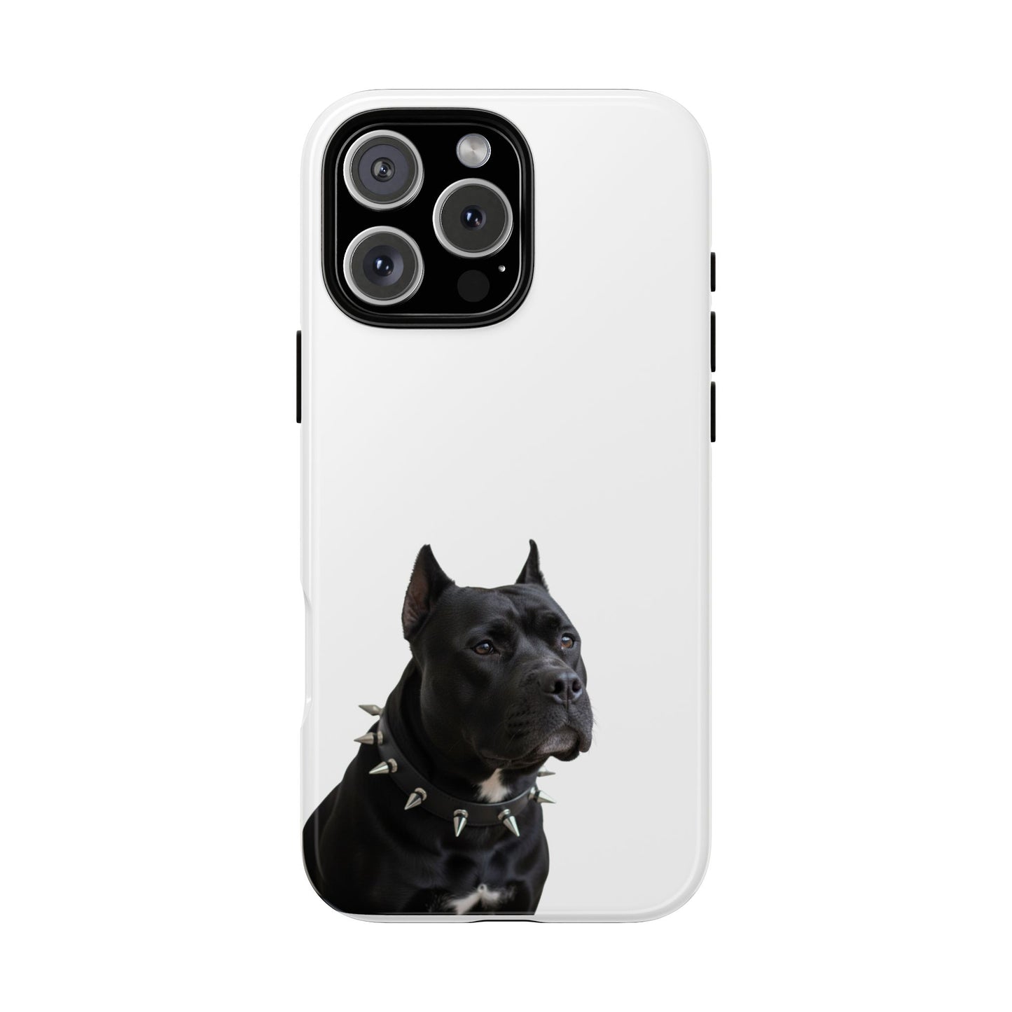 Black Pit bull With spikes Tough Case, durable phone case gift for him, her