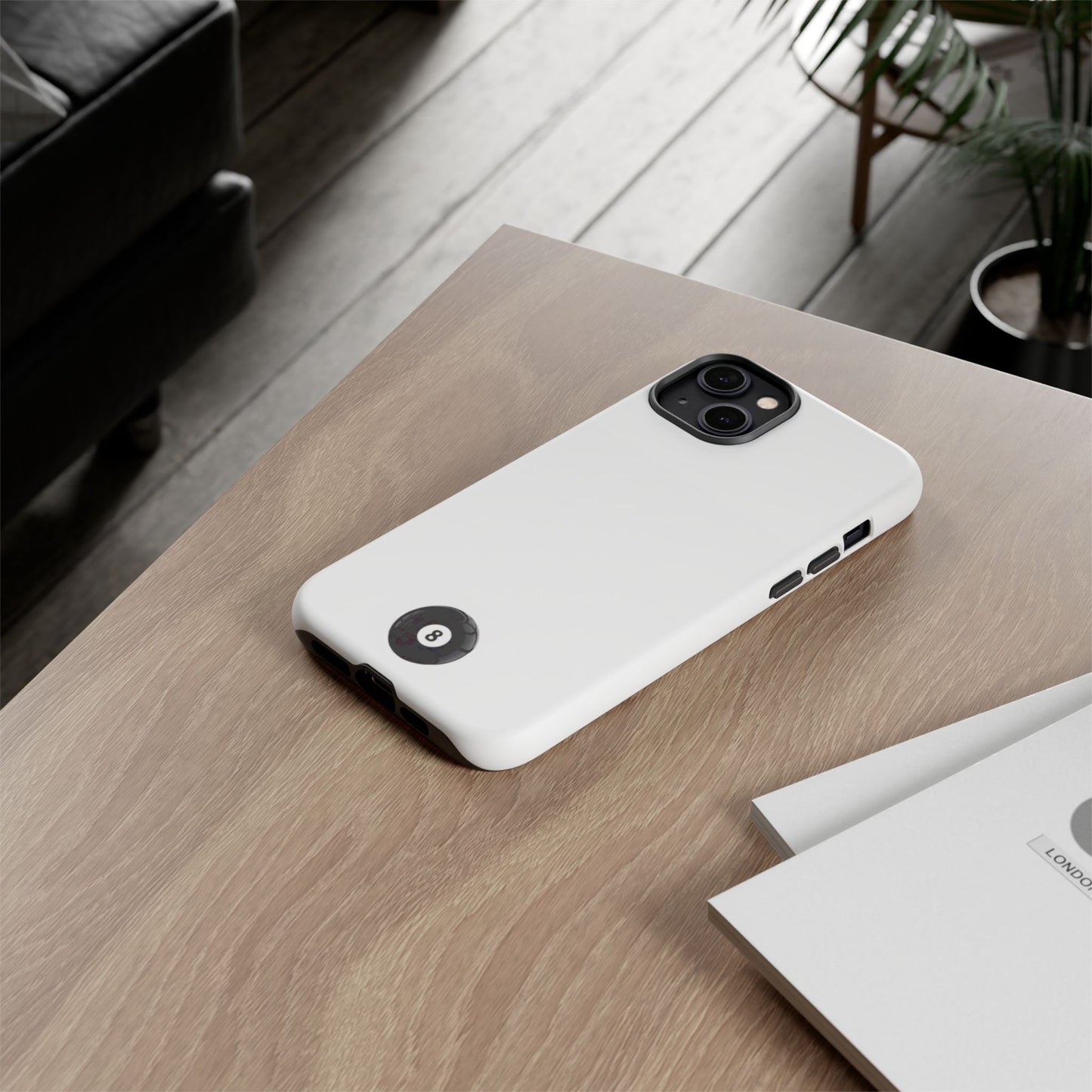 Small 8ball Centered Tough Case, amazing gifts for him, her White phone case