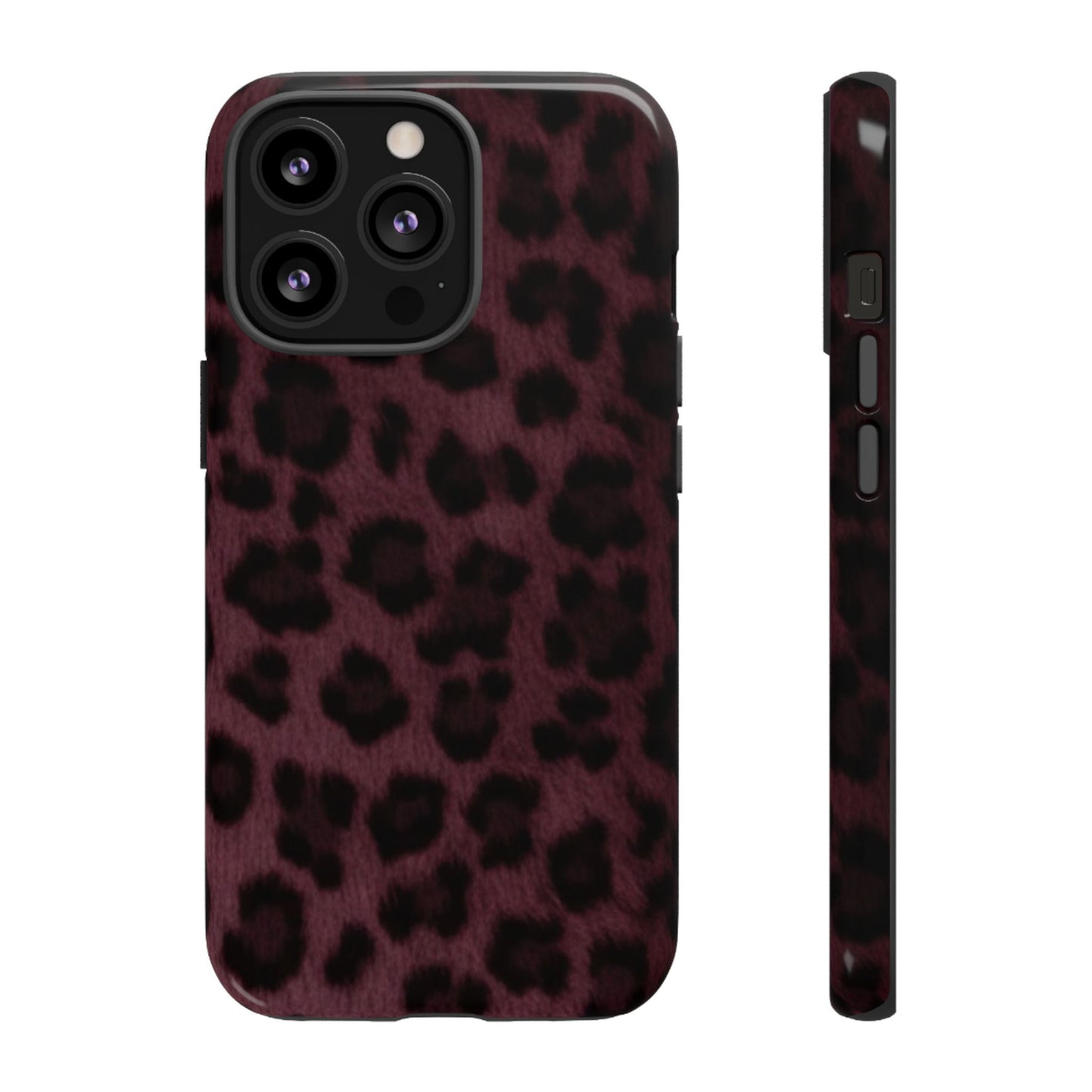 Maroon Leopard Print Phone Case, Tough Cases for Style Lovers, Fashionable Protection, Unique Gifts for Her, Trendy Accessories