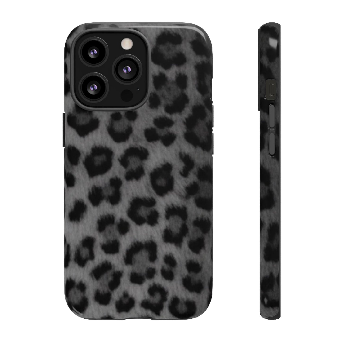 Leopard Print Dark Phone Case, Tough Cases for Animal Lovers, Stylish Protective Cover, Unique Gift for Her, Trendy Phone Accessory