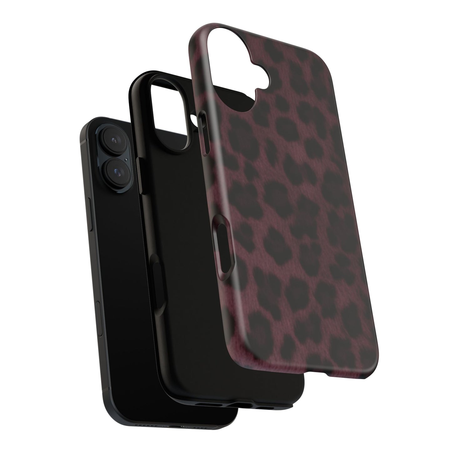 Maroon Leopard Print Phone Case, Tough Cases for Style Lovers, Fashionable Protection, Unique Gifts for Her, Trendy Accessories