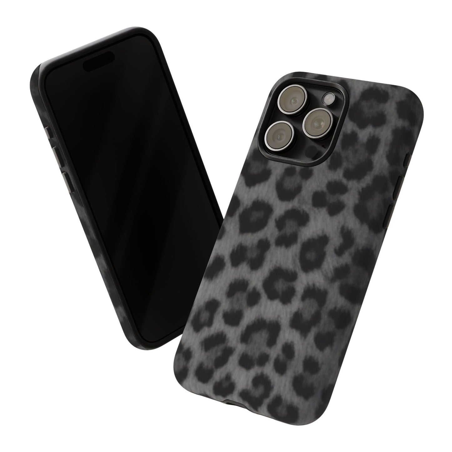Leopard Print Dark Phone Case, Tough Cases for Animal Lovers, Stylish Protective Cover, Unique Gift for Her, Trendy Phone Accessory