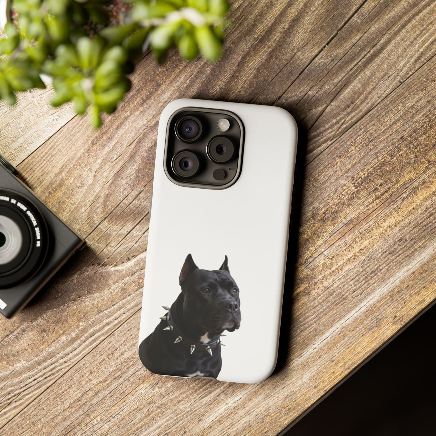 Black Pit bull With spikes Tough Case, durable phone case gift for him, her