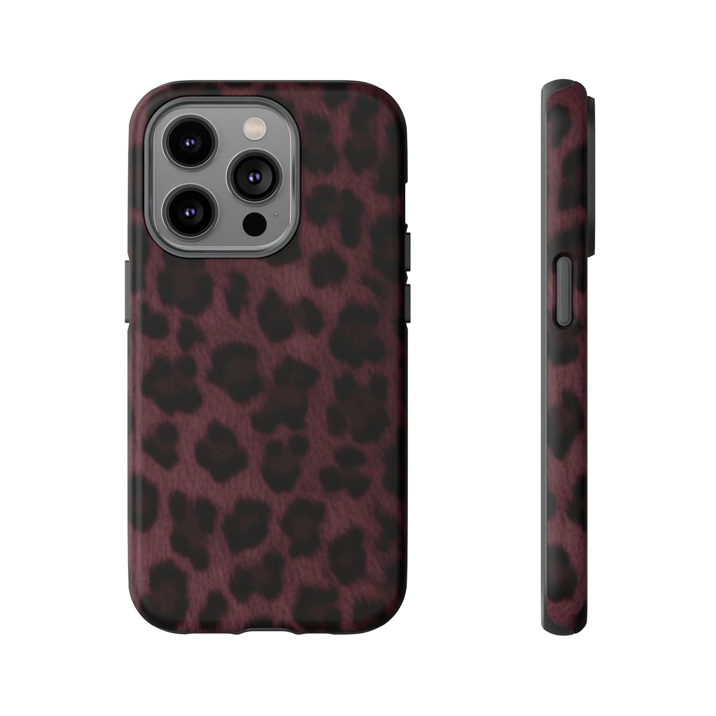 Maroon Leopard Print Phone Case, Tough Cases for Style Lovers, Fashionable Protection, Unique Gifts for Her, Trendy Accessories