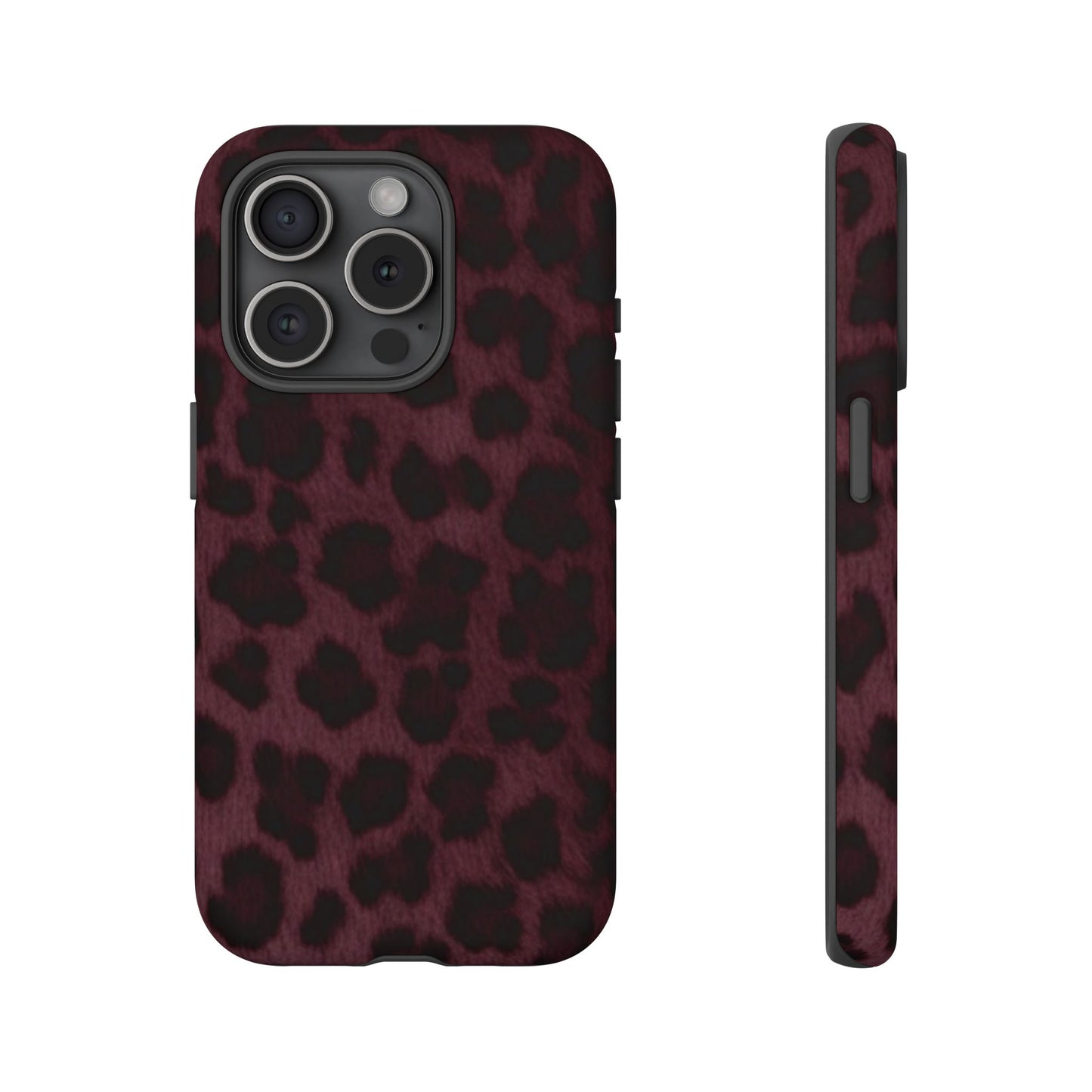 Maroon Leopard Print Phone Case, Tough Cases for Style Lovers, Fashionable Protection, Unique Gifts for Her, Trendy Accessories