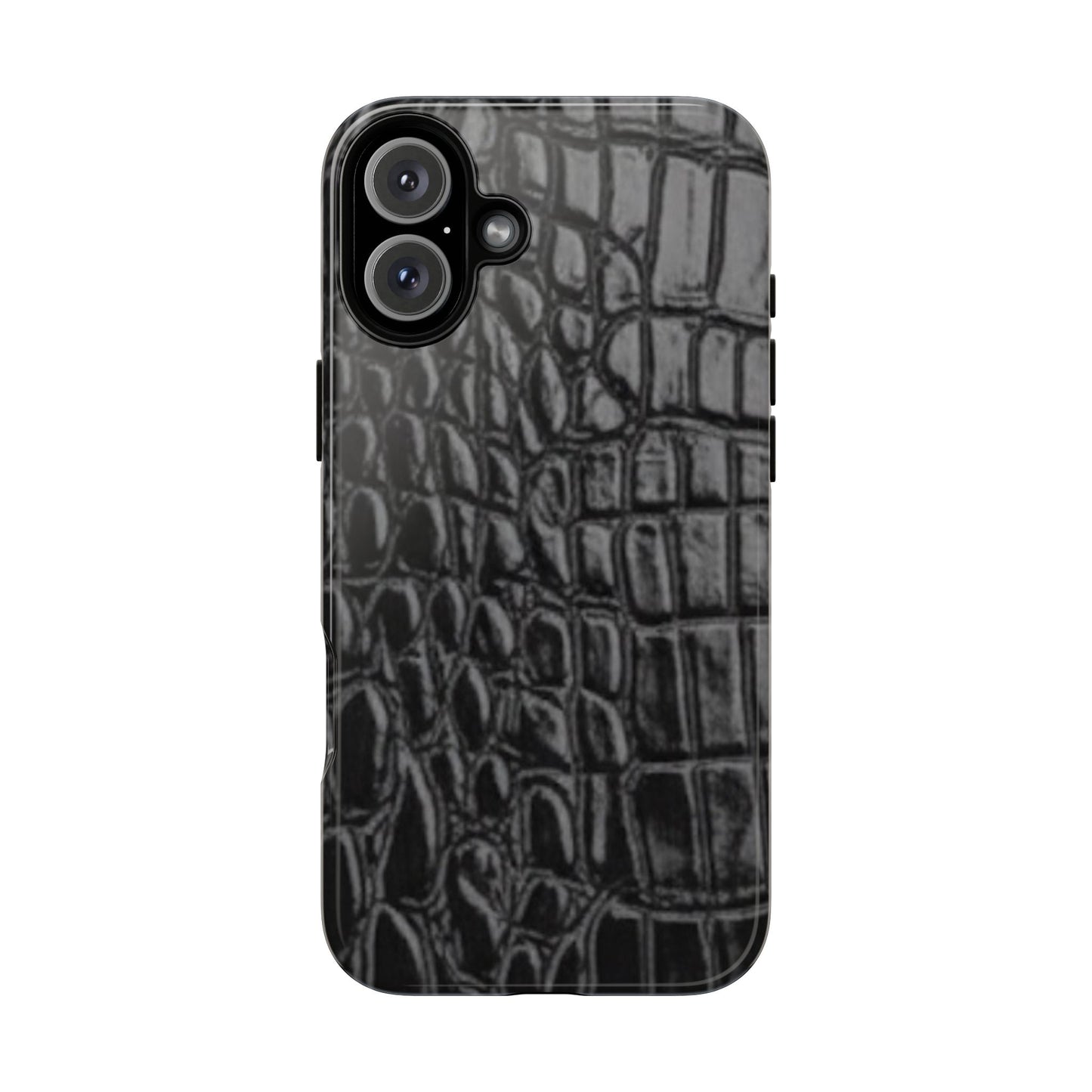 Sleek Crocodile skin print Phone Case, Tough Phone Cover, Animal Print Cases, Stylish Protective Cases, Gift for Him/Her, Black Leather Style
