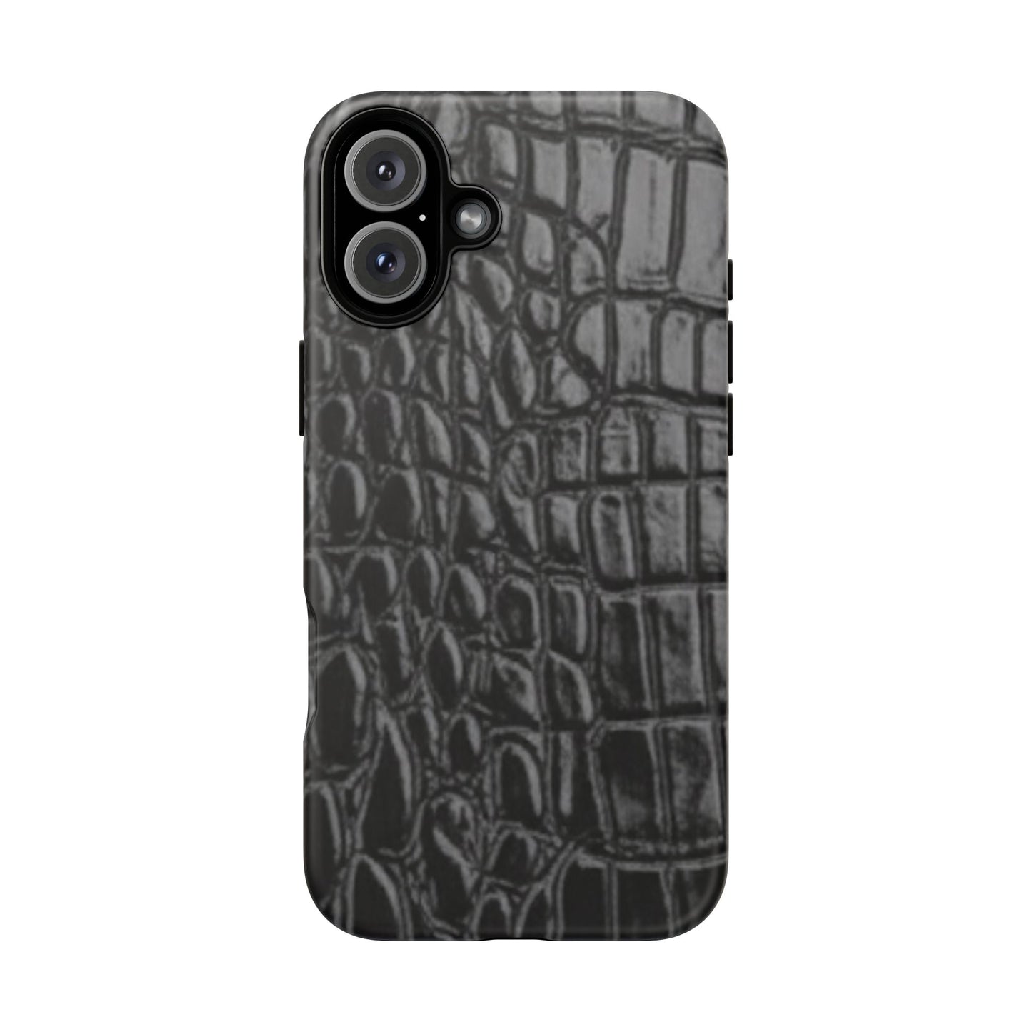 Sleek Crocodile skin print Phone Case, Tough Phone Cover, Animal Print Cases, Stylish Protective Cases, Gift for Him/Her, Black Leather Style