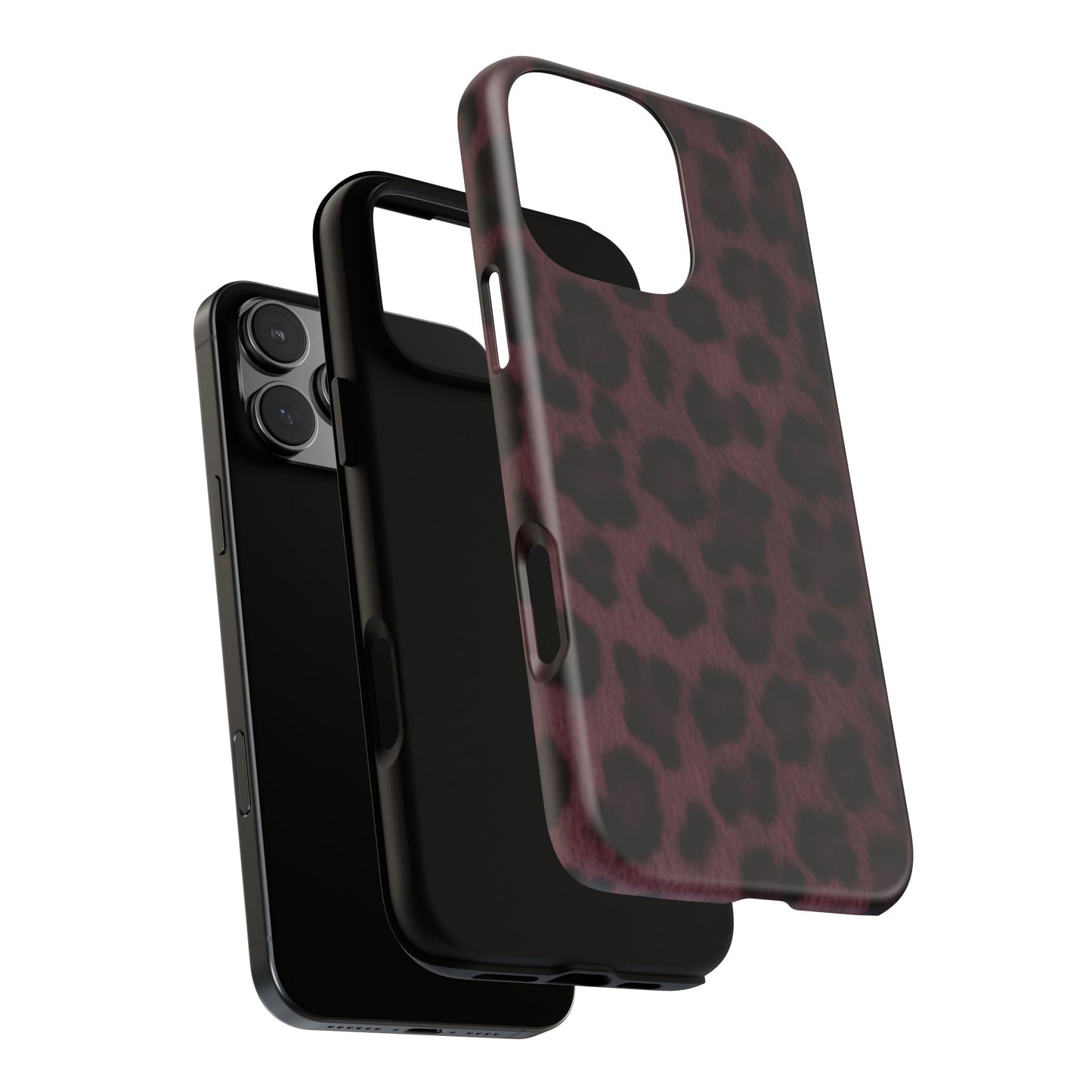 Maroon Leopard Print Phone Case, Tough Cases for Style Lovers, Fashionable Protection, Unique Gifts for Her, Trendy Accessories