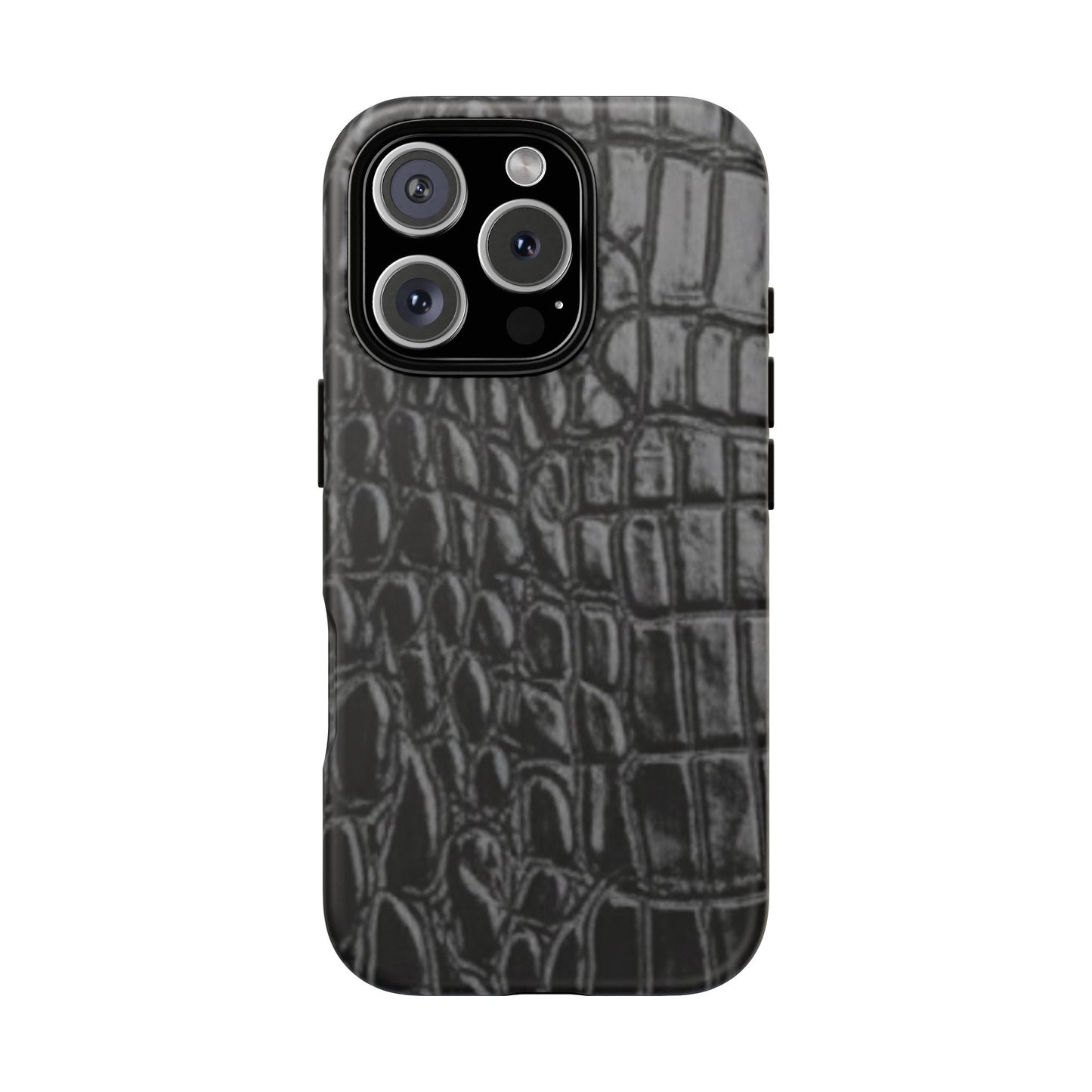 Sleek Crocodile skin print Phone Case, Tough Phone Cover, Animal Print Cases, Stylish Protective Cases, Gift for Him/Her, Black Leather Style