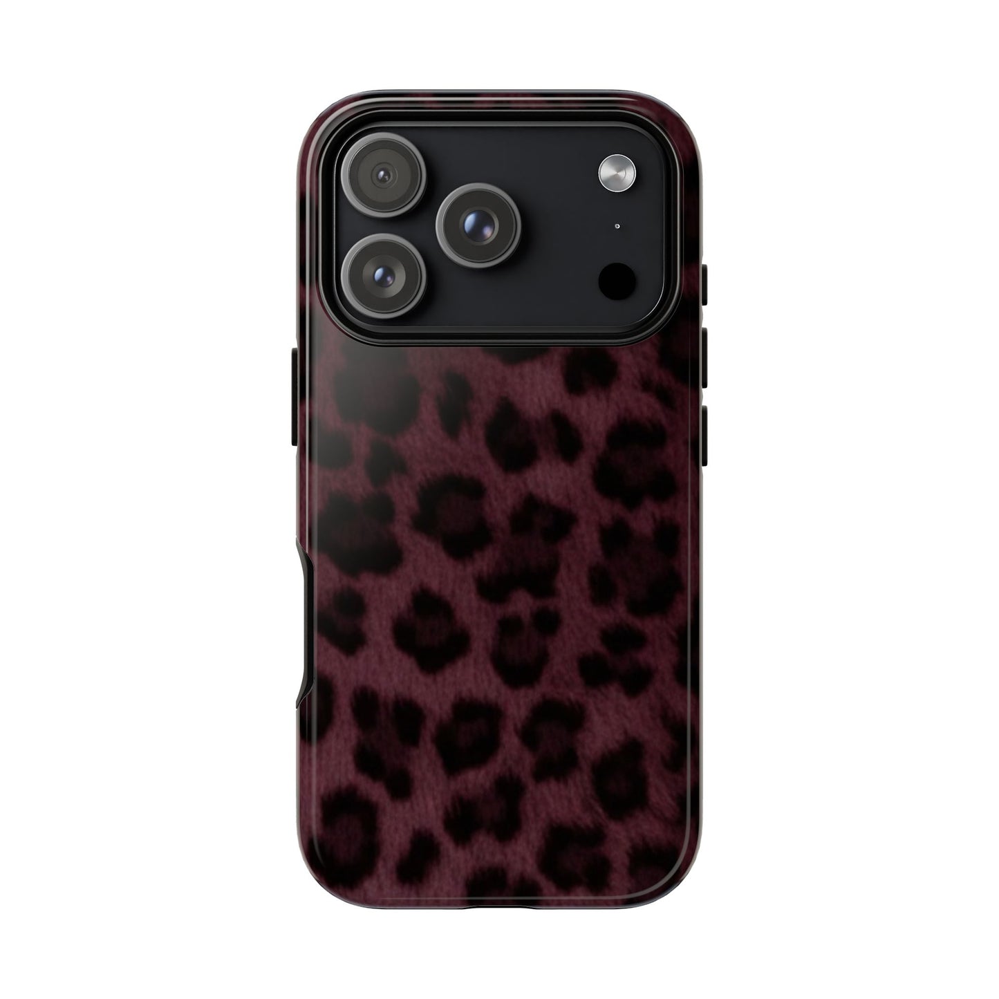 Maroon Leopard Print Phone Case, Tough Cases for Style Lovers, Fashionable Protection, Unique Gifts for Her, Trendy Accessories