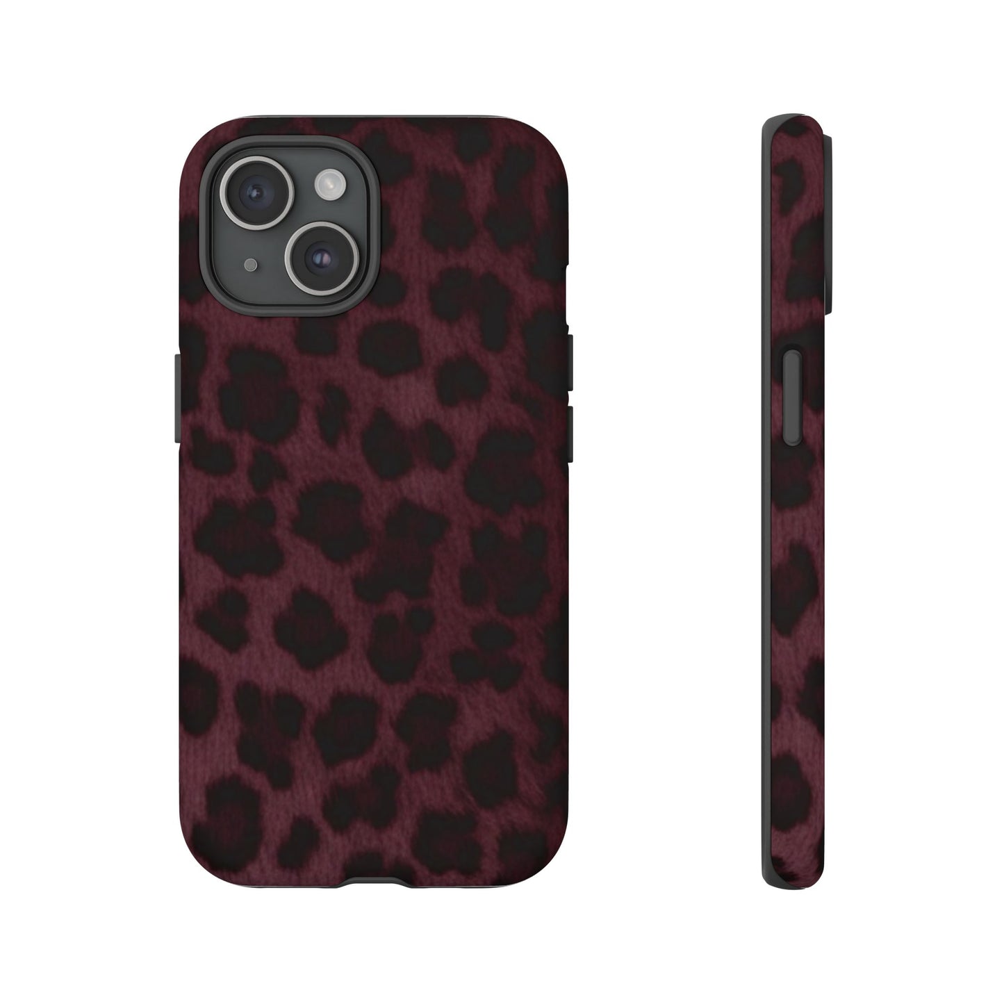 Maroon Leopard Print Phone Case, Tough Cases for Style Lovers, Fashionable Protection, Unique Gifts for Her, Trendy Accessories