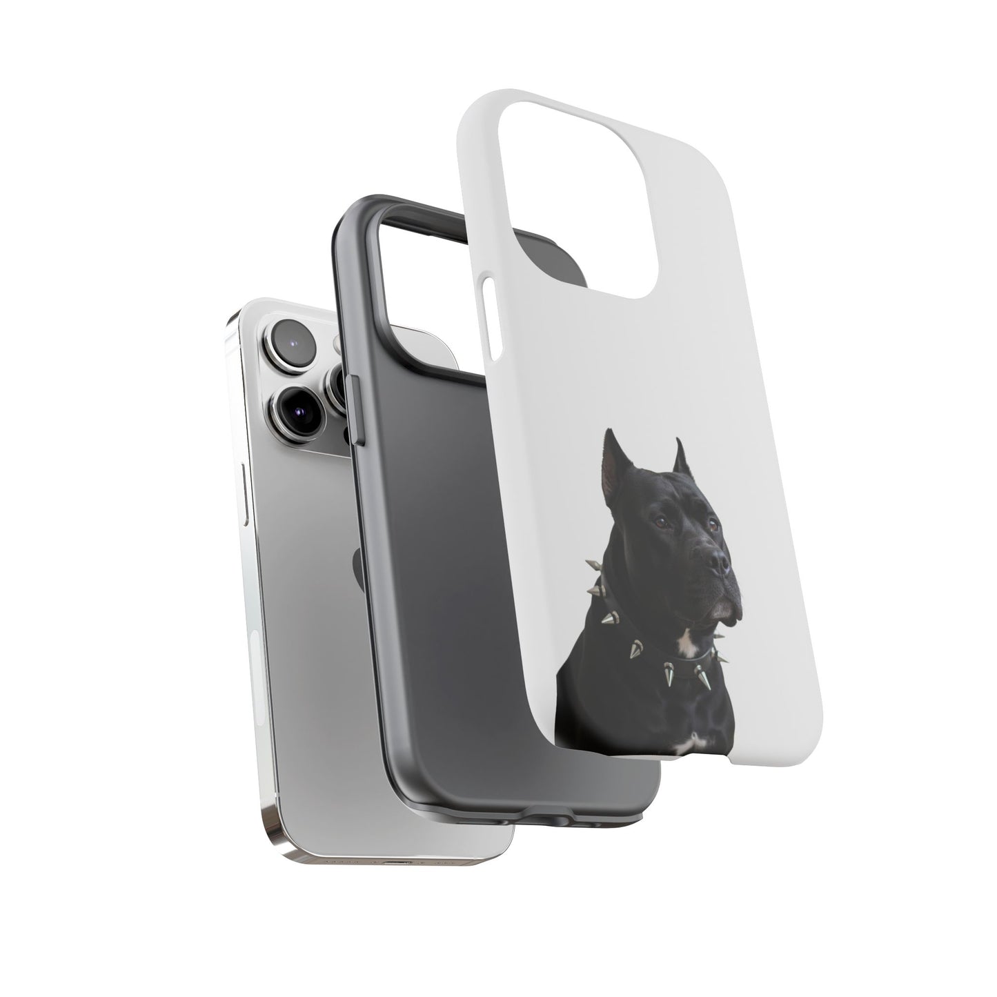 Black Pit bull With spikes Tough Case, durable phone case gift for him, her