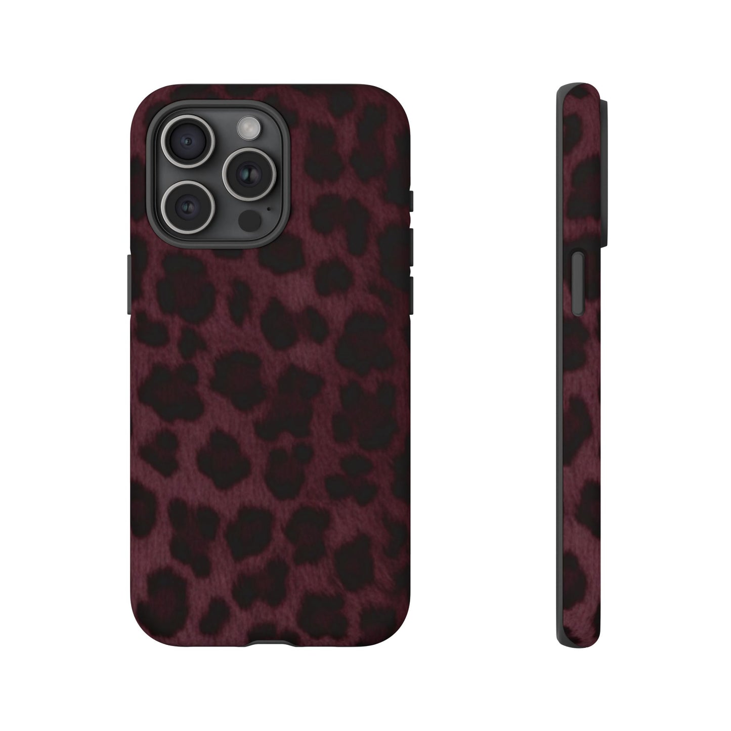 Maroon Leopard Print Phone Case, Tough Cases for Style Lovers, Fashionable Protection, Unique Gifts for Her, Trendy Accessories