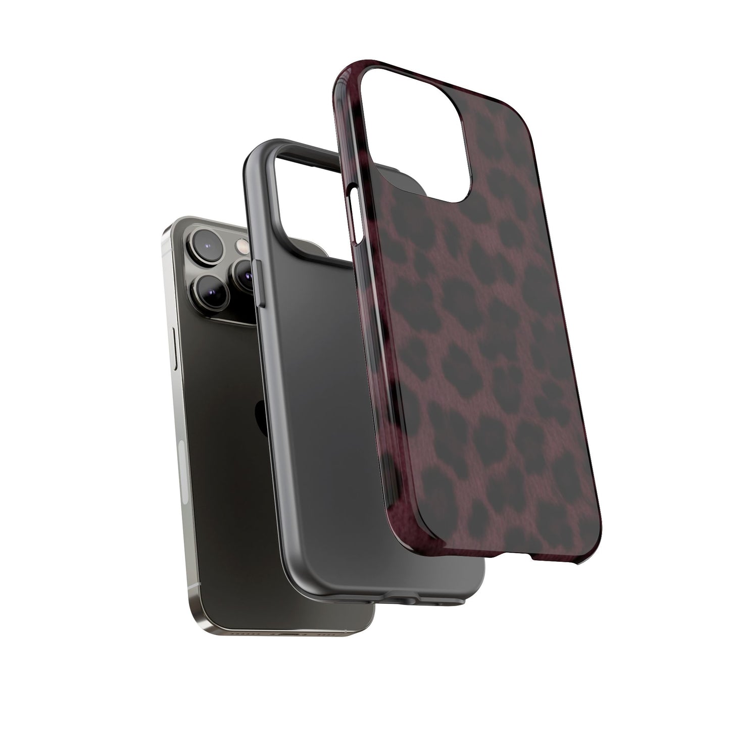 Maroon Leopard Print Phone Case, Tough Cases for Style Lovers, Fashionable Protection, Unique Gifts for Her, Trendy Accessories