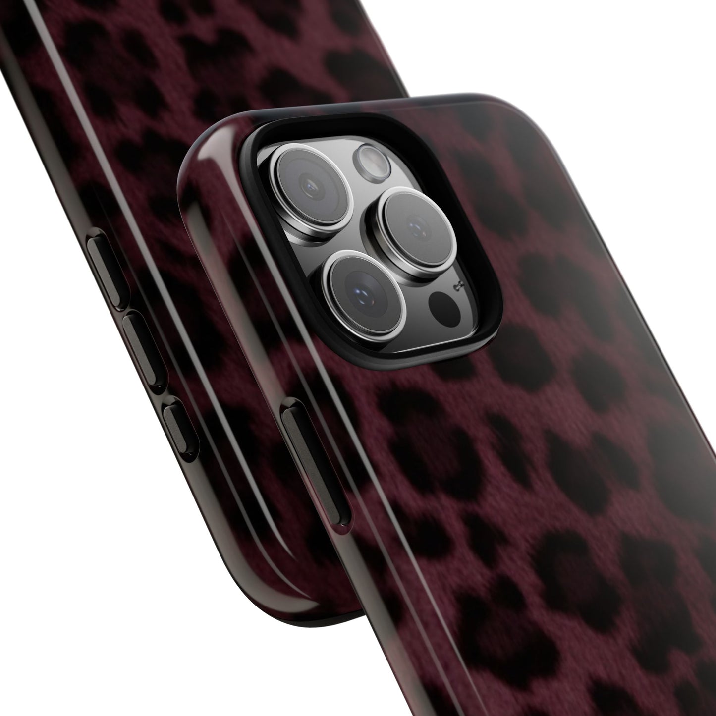 Maroon Leopard Print Phone Case, Tough Cases for Style Lovers, Fashionable Protection, Unique Gifts for Her, Trendy Accessories