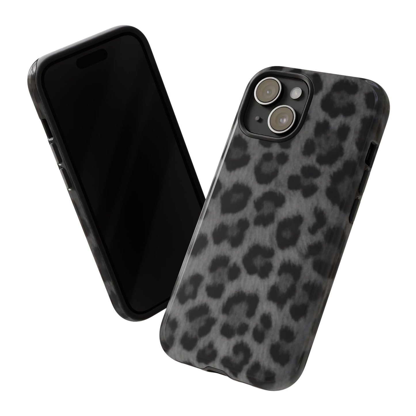 Leopard Print Dark Phone Case, Tough Cases for Animal Lovers, Stylish Protective Cover, Unique Gift for Her, Trendy Phone Accessory