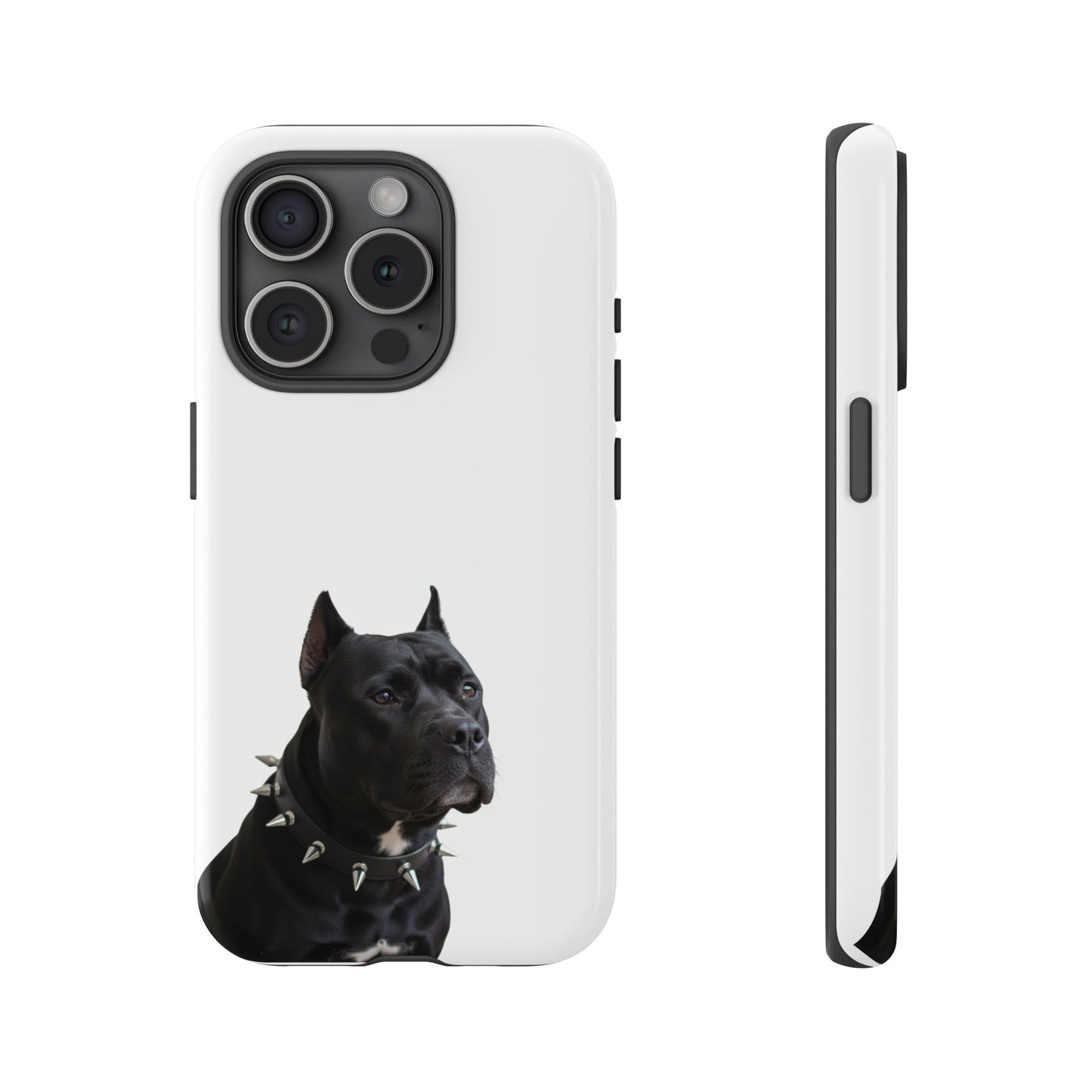 Black Pit bull With spikes Tough Case, durable phone case gift for him, her