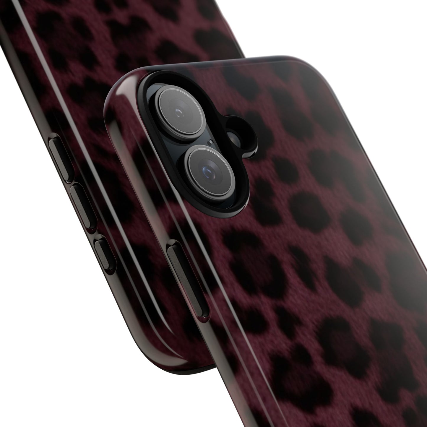 Maroon Leopard Print Phone Case, Tough Cases for Style Lovers, Fashionable Protection, Unique Gifts for Her, Trendy Accessories