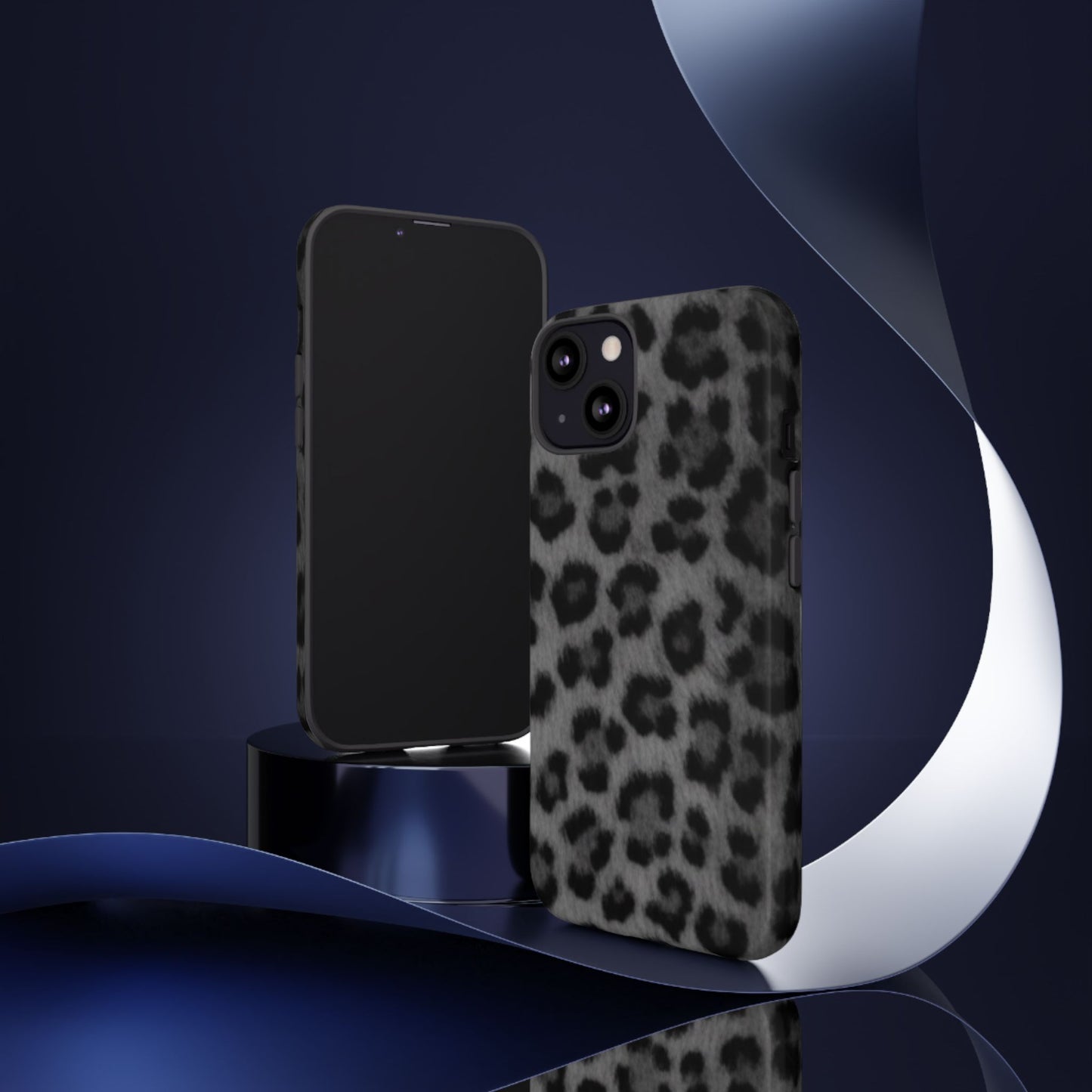 Leopard Print Dark Phone Case, Tough Cases for Animal Lovers, Stylish Protective Cover, Unique Gift for Her, Trendy Phone Accessory