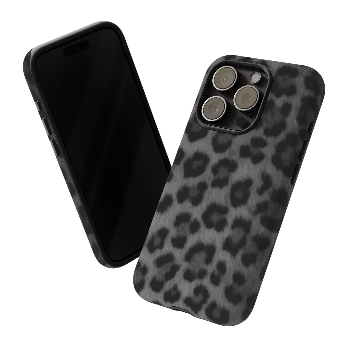 Leopard Print Dark Phone Case, Tough Cases for Animal Lovers, Stylish Protective Cover, Unique Gift for Her, Trendy Phone Accessory