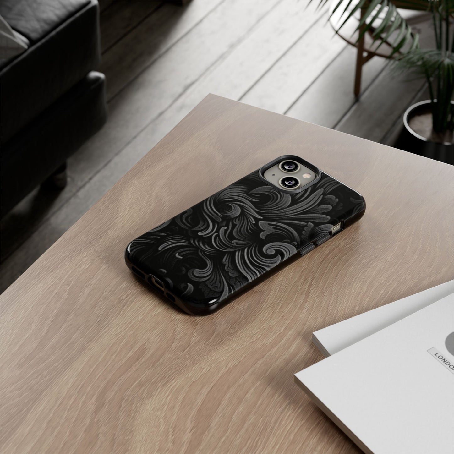 Black fortune Phone Case, Tough Cases, Stylish Phone Cover, Unique Gift for Her, Phone Protection, Floral Design Case