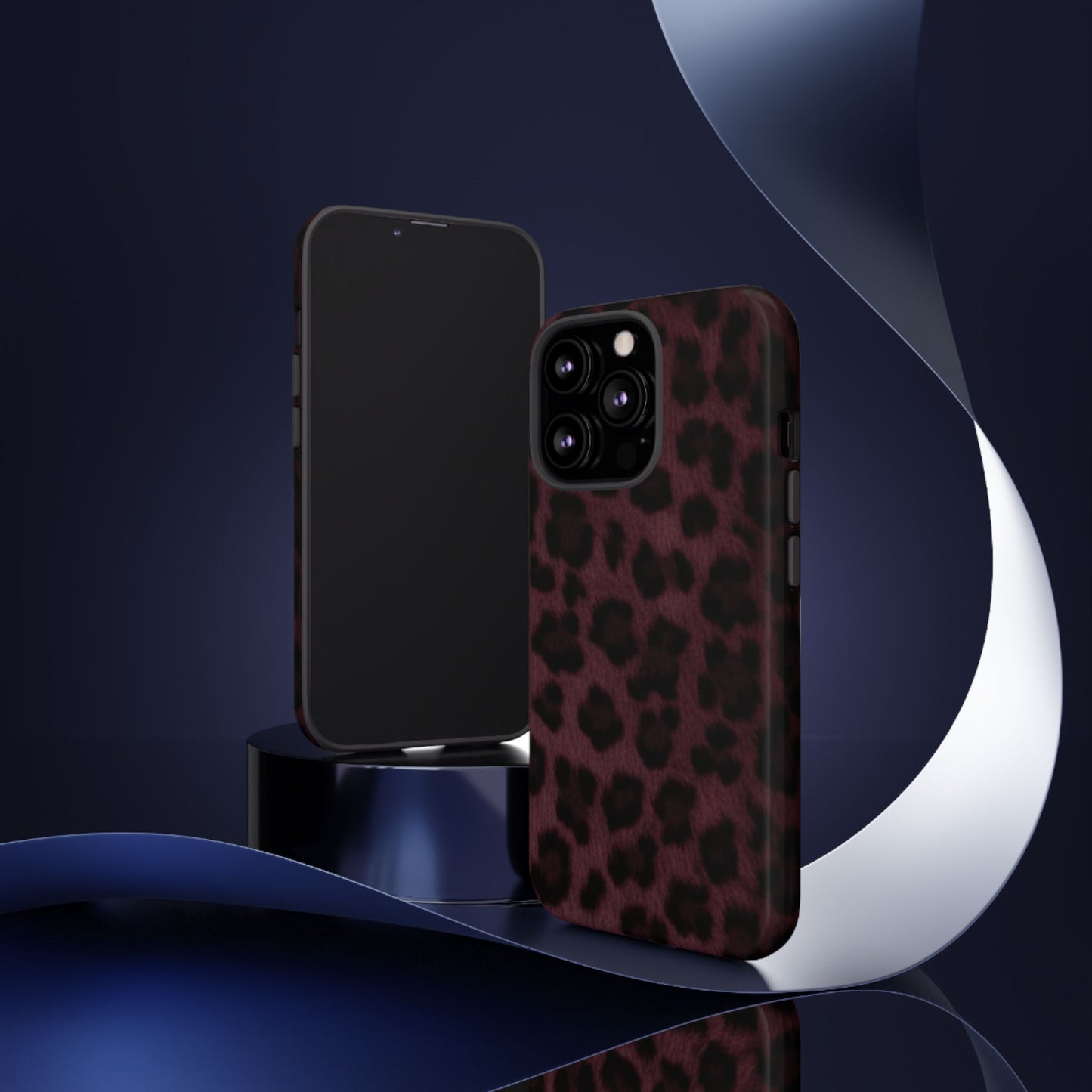 Maroon Leopard Print Phone Case, Tough Cases for Style Lovers, Fashionable Protection, Unique Gifts for Her, Trendy Accessories