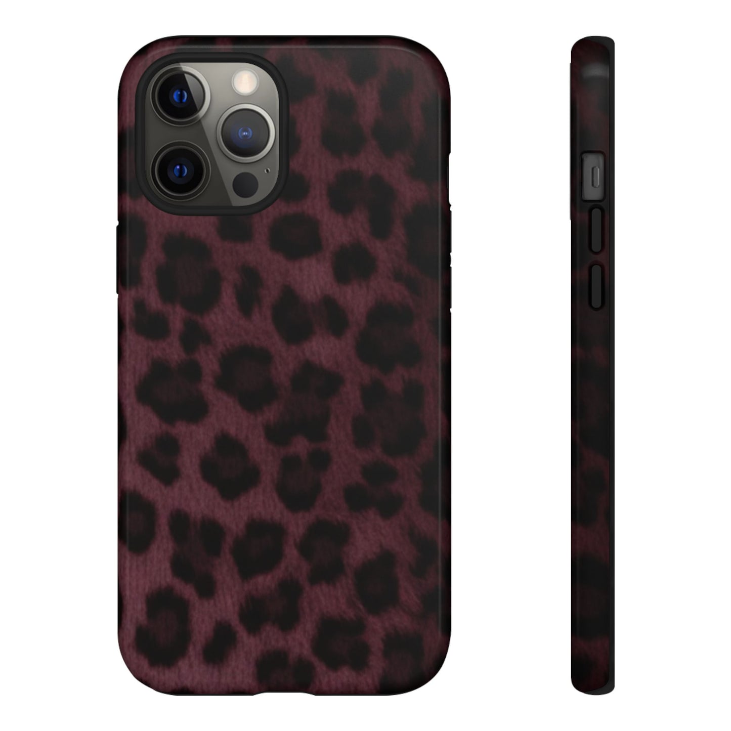 Maroon Leopard Print Phone Case, Tough Cases for Style Lovers, Fashionable Protection, Unique Gifts for Her, Trendy Accessories