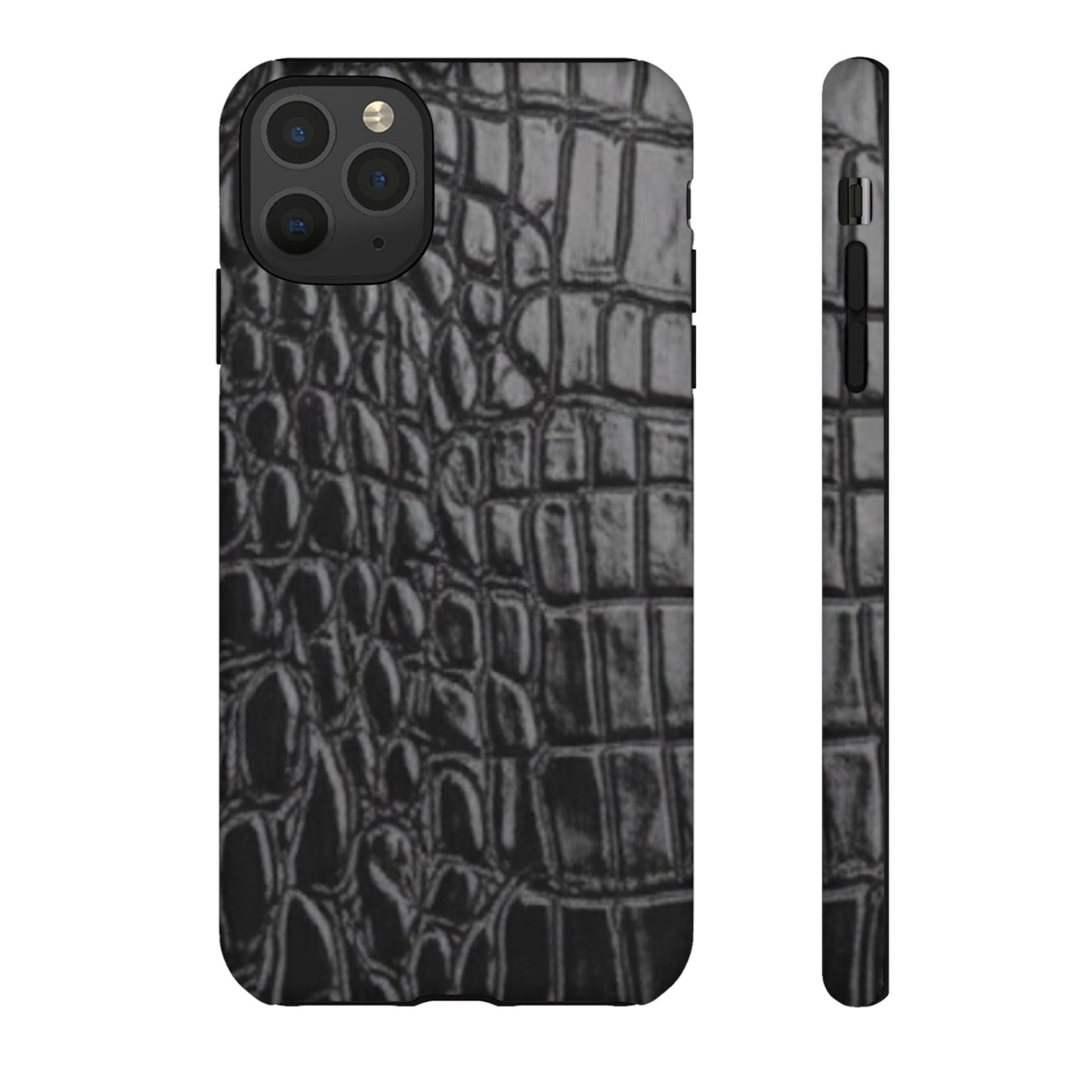 Sleek Crocodile skin print Phone Case, Tough Phone Cover, Animal Print Cases, Stylish Protective Cases, Gift for Him/Her, Black Leather Style