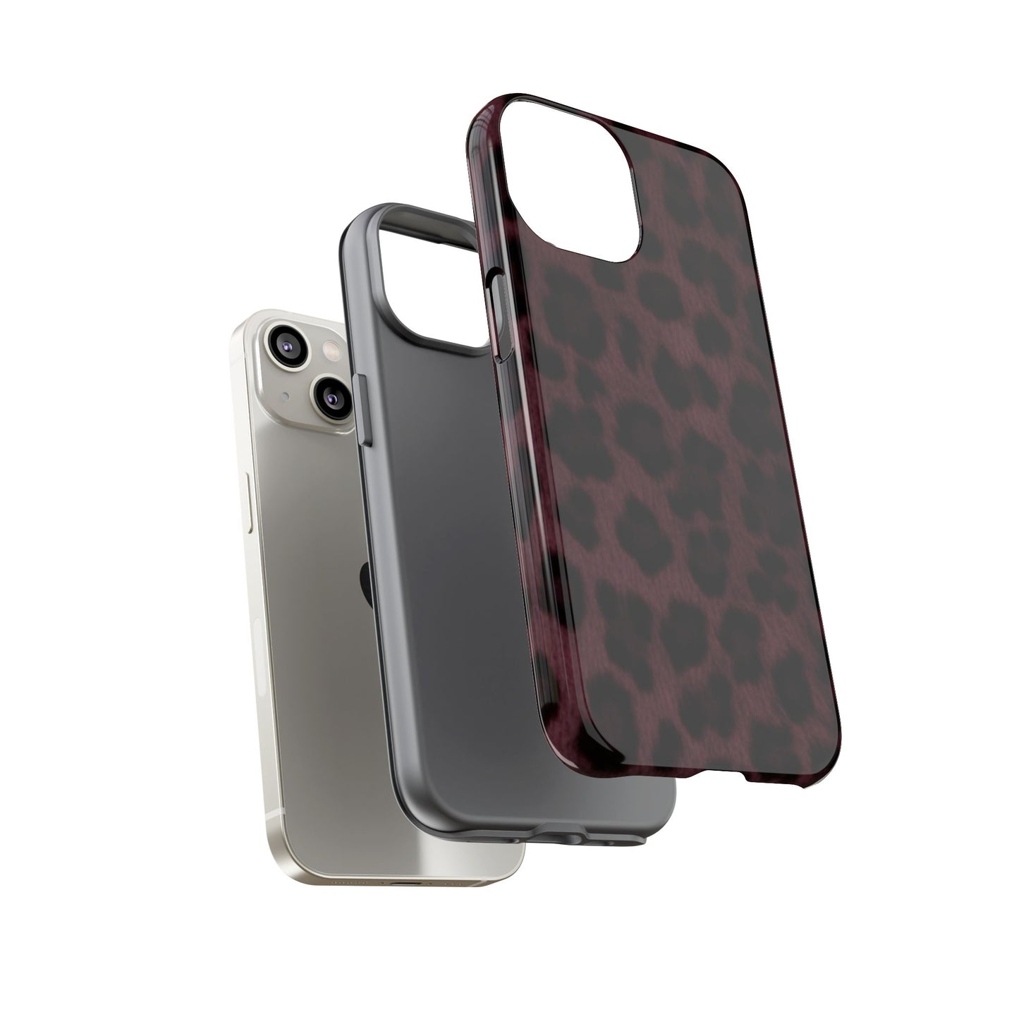 Maroon Leopard Print Phone Case, Tough Cases for Style Lovers, Fashionable Protection, Unique Gifts for Her, Trendy Accessories