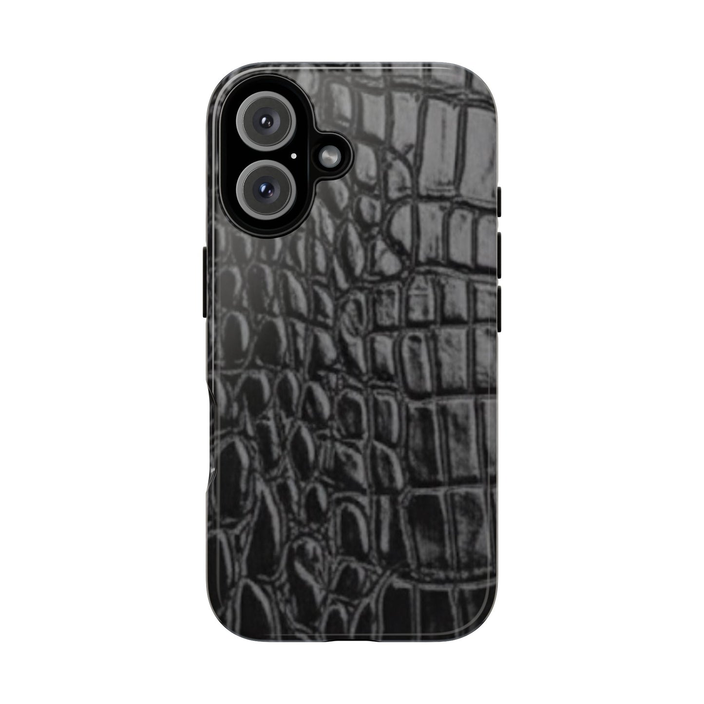Sleek Crocodile skin print Phone Case, Tough Phone Cover, Animal Print Cases, Stylish Protective Cases, Gift for Him/Her, Black Leather Style