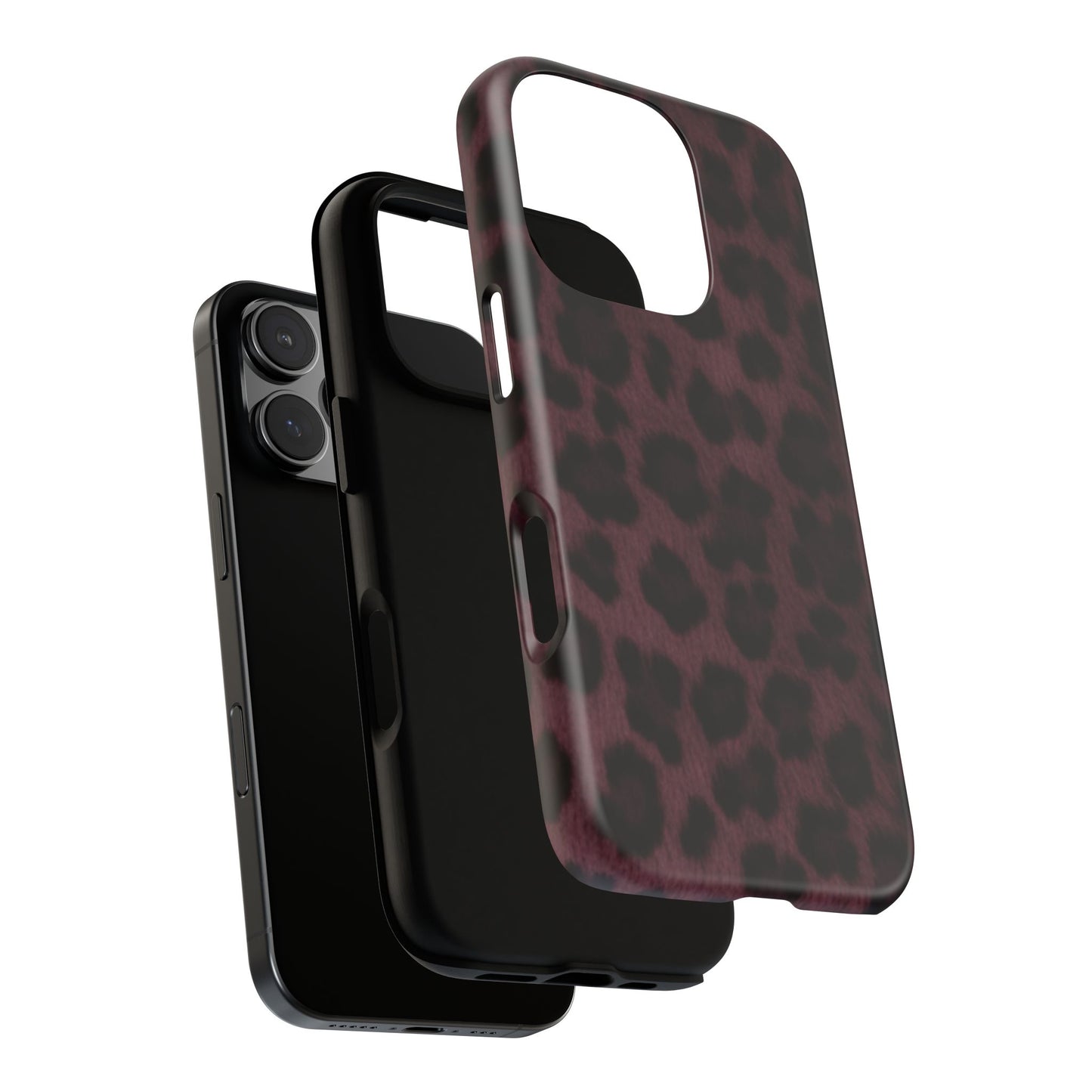 Maroon Leopard Print Phone Case, Tough Cases for Style Lovers, Fashionable Protection, Unique Gifts for Her, Trendy Accessories