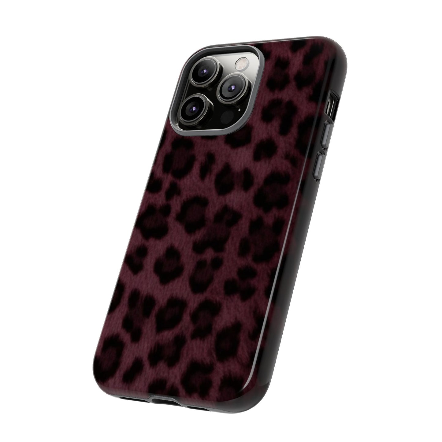 Maroon Leopard Print Phone Case, Tough Cases for Style Lovers, Fashionable Protection, Unique Gifts for Her, Trendy Accessories