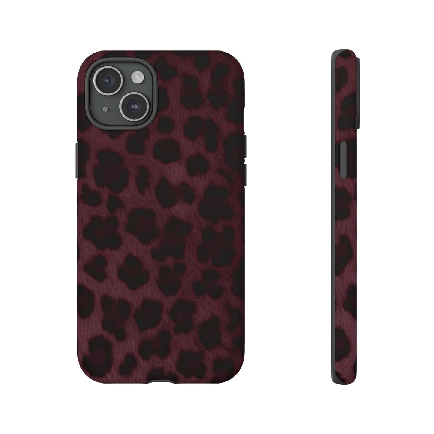 Maroon Leopard Print Phone Case, Tough Cases for Style Lovers, Fashionable Protection, Unique Gifts for Her, Trendy Accessories