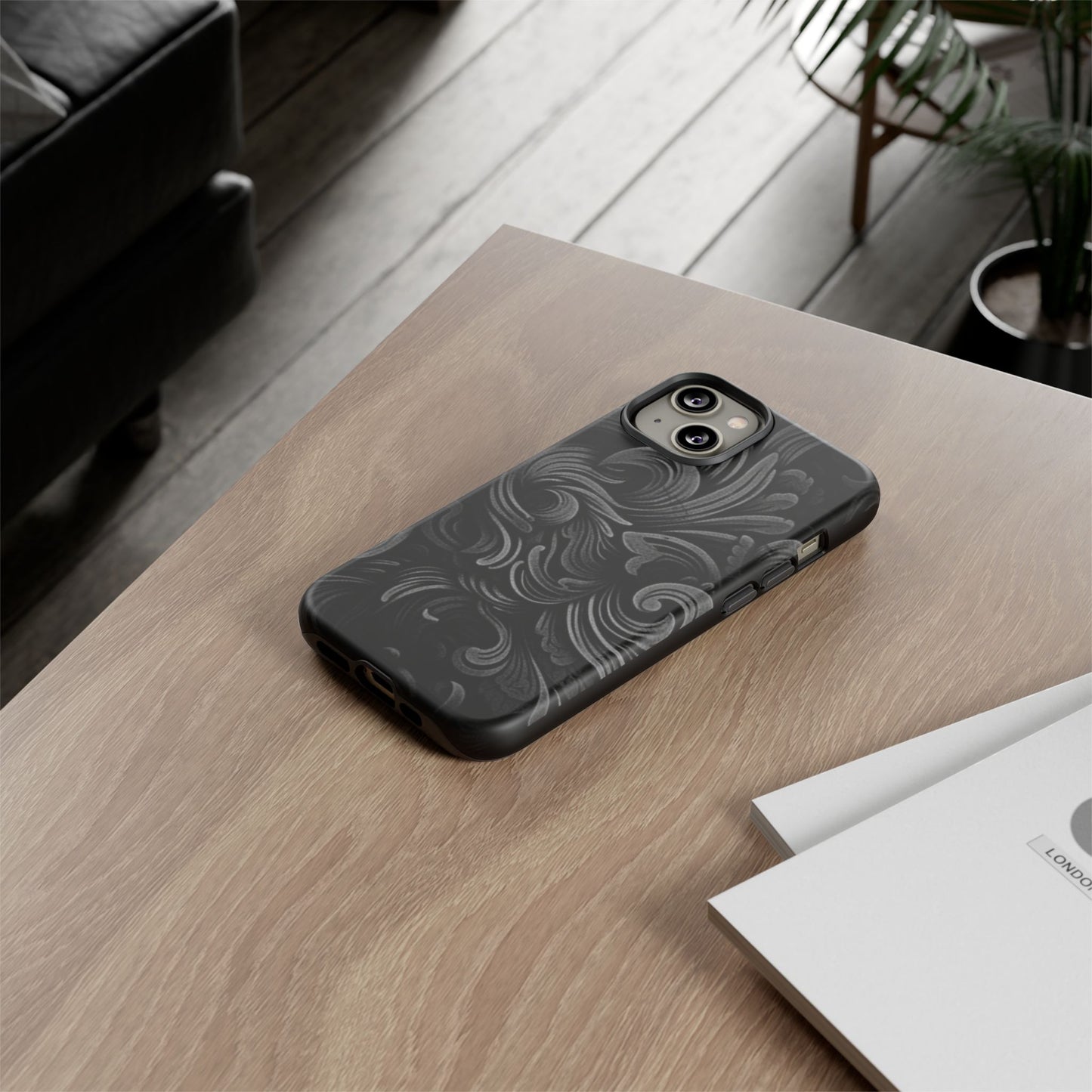 Black fortune Phone Case, Tough Cases, Stylish Phone Cover, Unique Gift for Her, Phone Protection, Floral Design Case