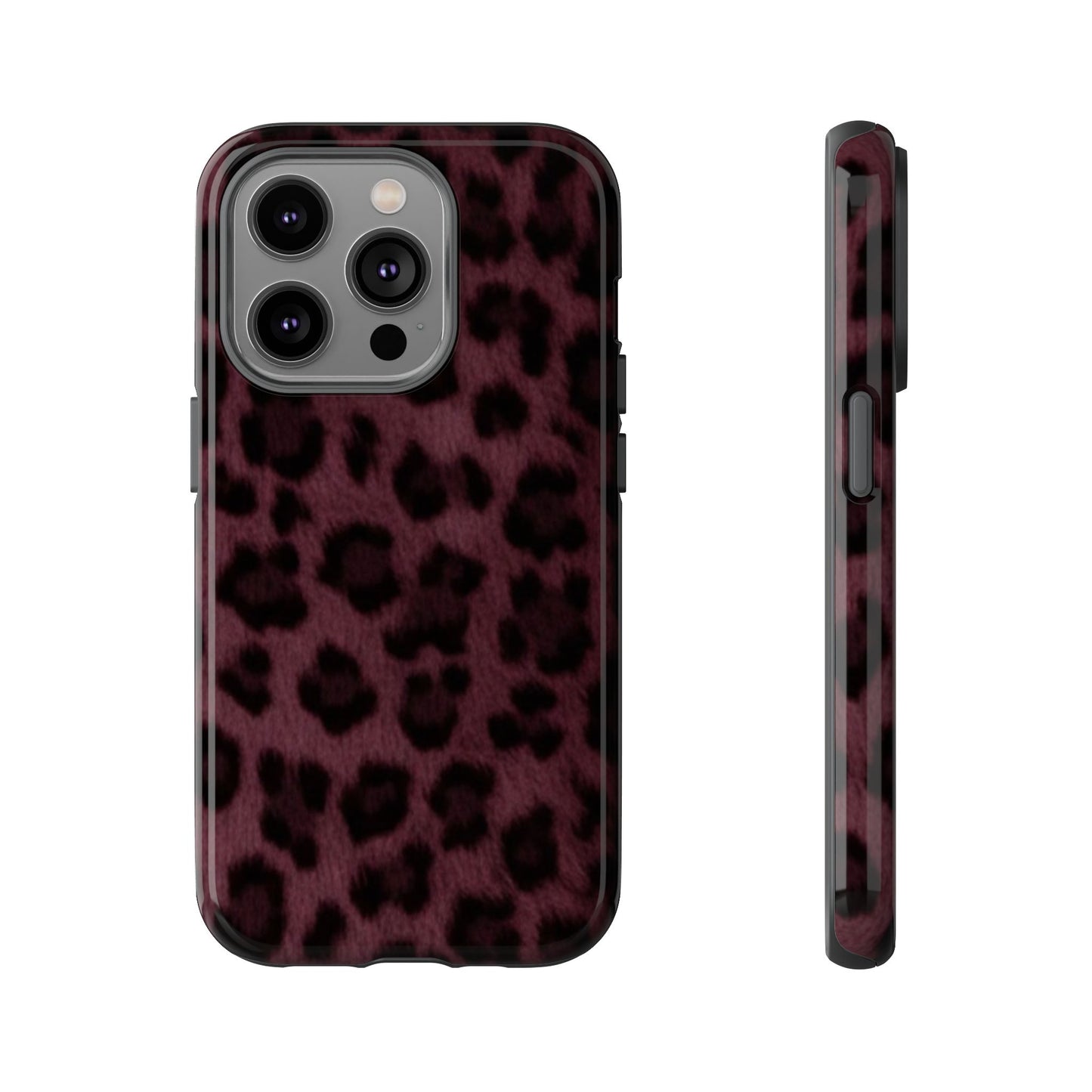 Maroon Leopard Print Phone Case, Tough Cases for Style Lovers, Fashionable Protection, Unique Gifts for Her, Trendy Accessories