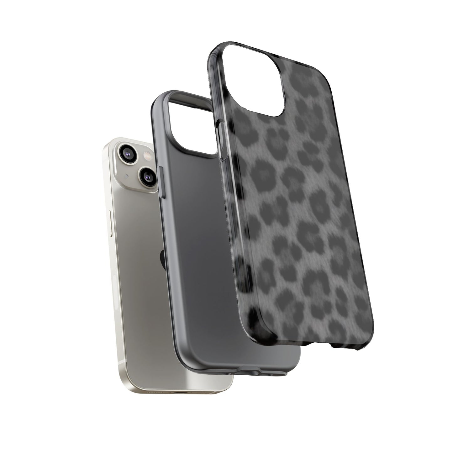 Leopard Print Dark Phone Case, Tough Cases for Animal Lovers, Stylish Protective Cover, Unique Gift for Her, Trendy Phone Accessory