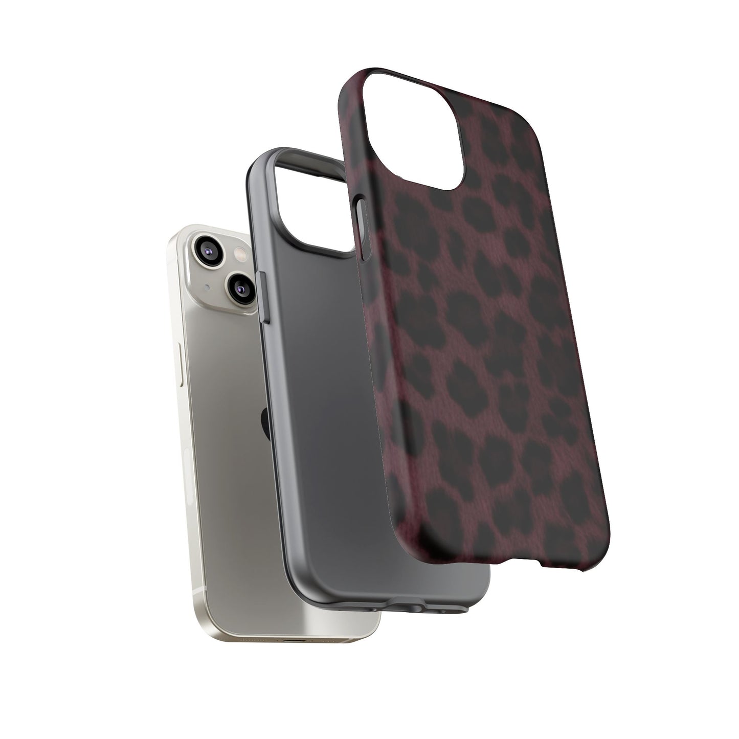 Maroon Leopard Print Phone Case, Tough Cases for Style Lovers, Fashionable Protection, Unique Gifts for Her, Trendy Accessories