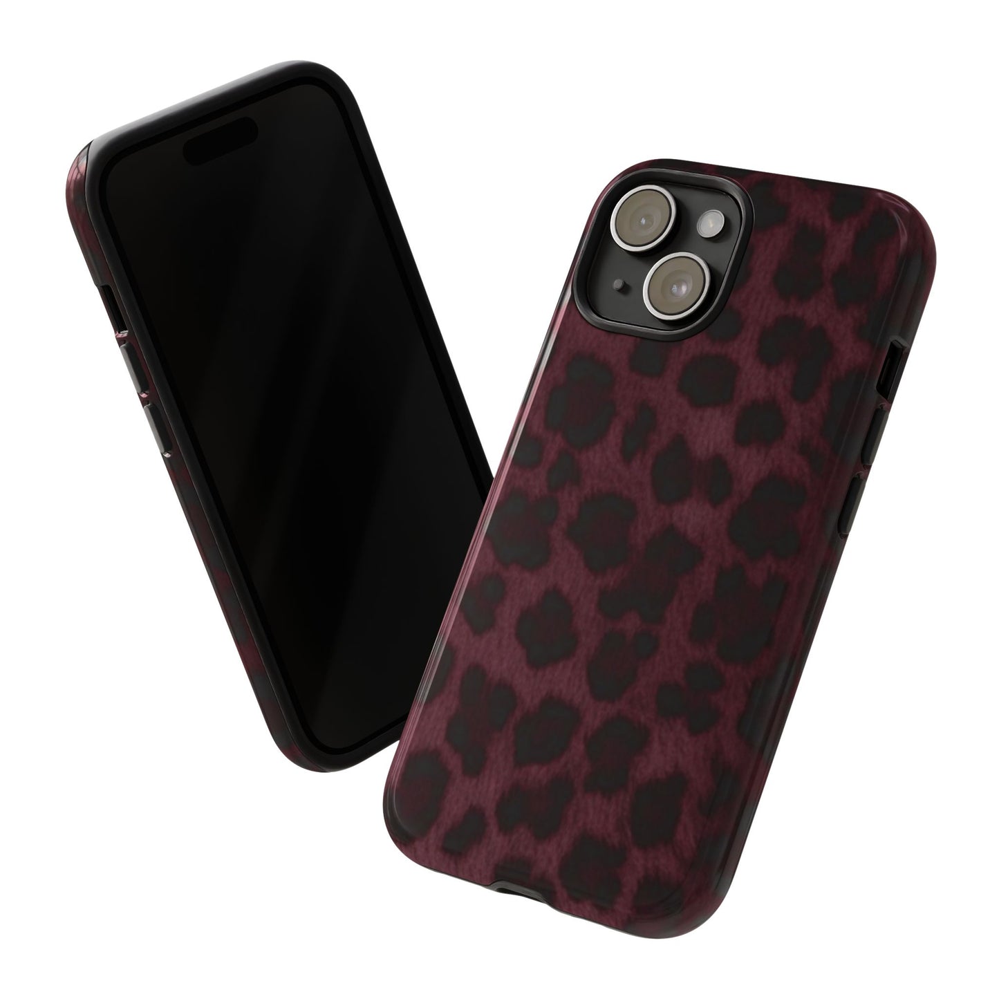 Maroon Leopard Print Phone Case, Tough Cases for Style Lovers, Fashionable Protection, Unique Gifts for Her, Trendy Accessories