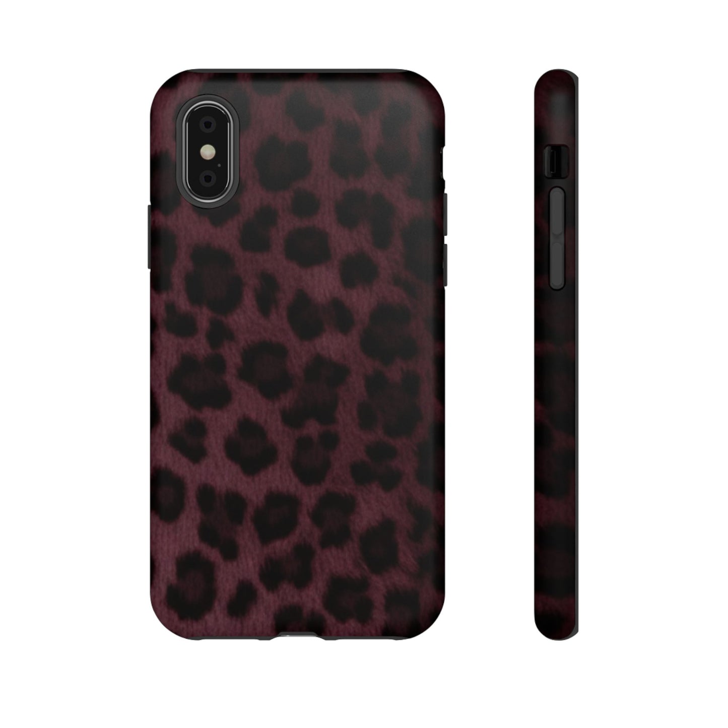 Maroon Leopard Print Phone Case, Tough Cases for Style Lovers, Fashionable Protection, Unique Gifts for Her, Trendy Accessories