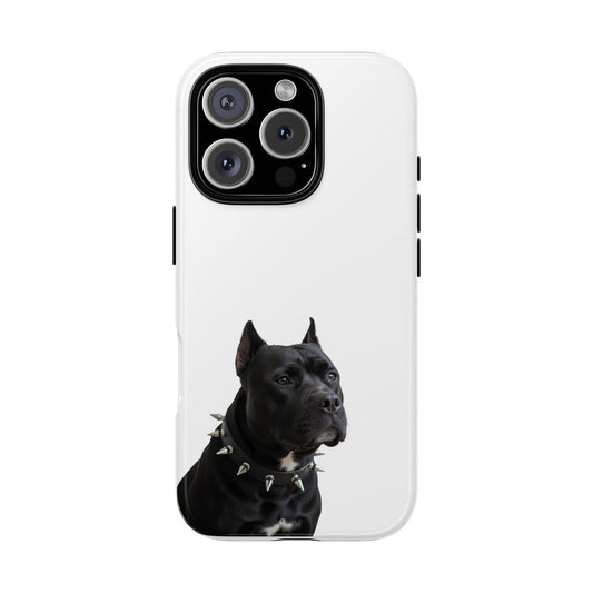 Black Pit bull With spikes Tough Case, durable phone case gift for him, her