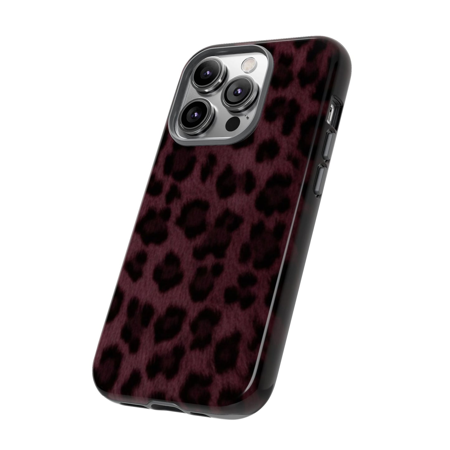 Maroon Leopard Print Phone Case, Tough Cases for Style Lovers, Fashionable Protection, Unique Gifts for Her, Trendy Accessories