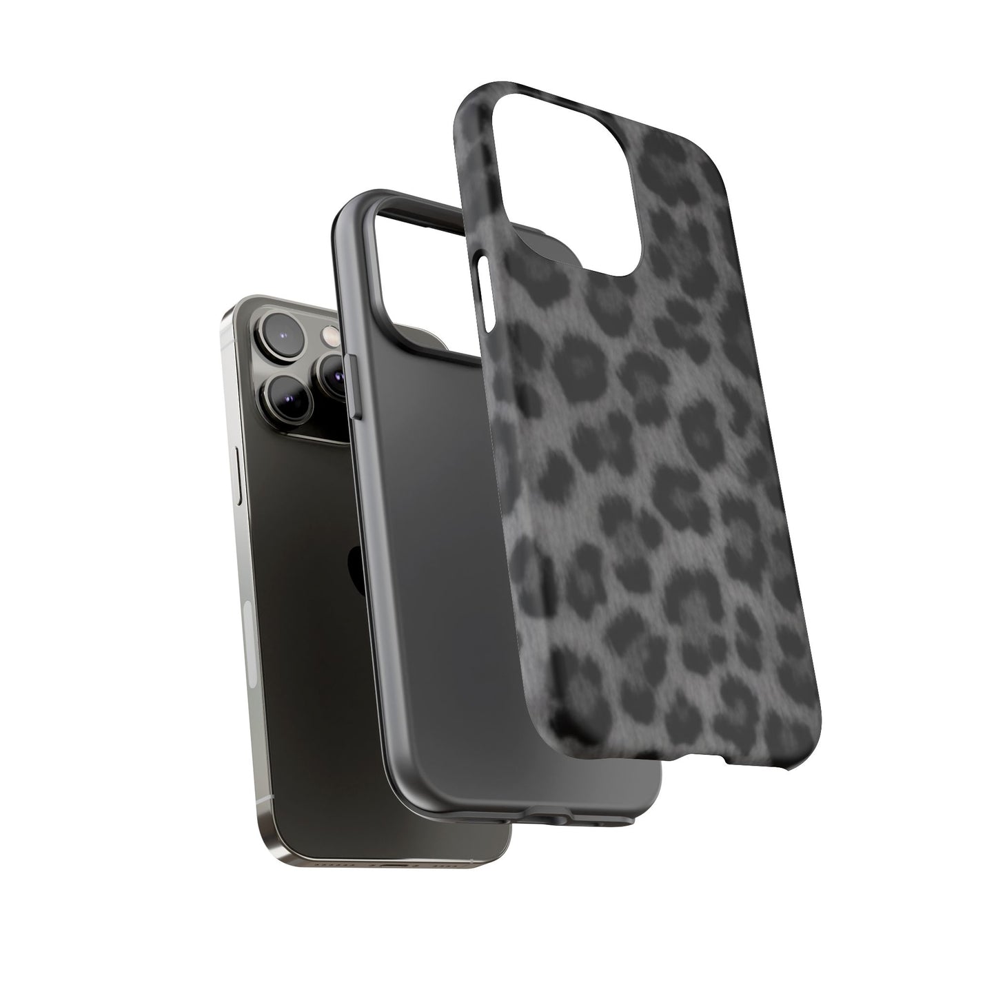 Leopard Print Dark Phone Case, Tough Cases for Animal Lovers, Stylish Protective Cover, Unique Gift for Her, Trendy Phone Accessory