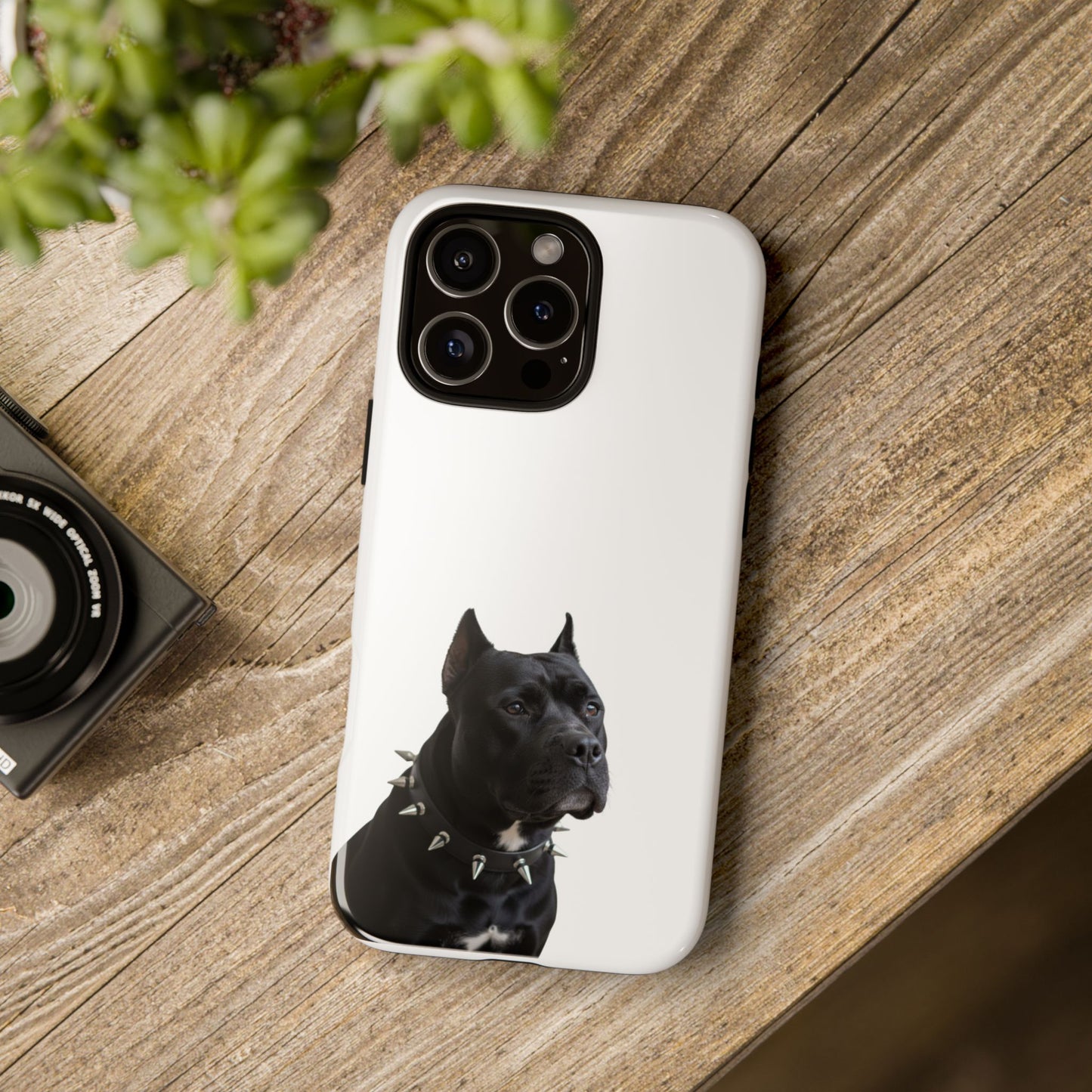 Black Pit bull With spikes Tough Case, durable phone case gift for him, her